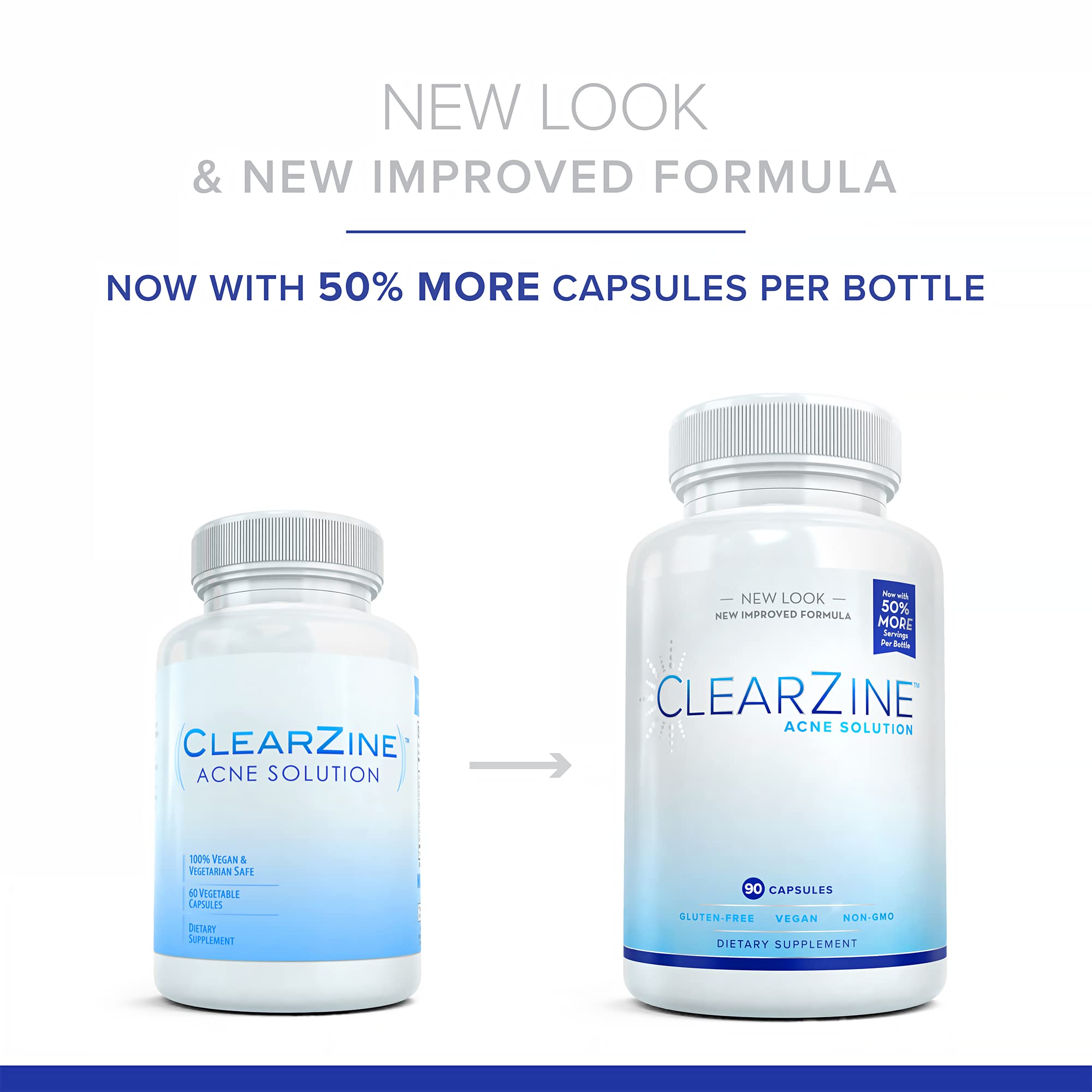 ClearZine Acne Pills for Teens & Adults | Clear Skin Supplement, Vitamins for Hormonal & Cystic Acne | Stop Breakouts, Oily Skin and Zits, 90 Caps ClearZineAu supplements