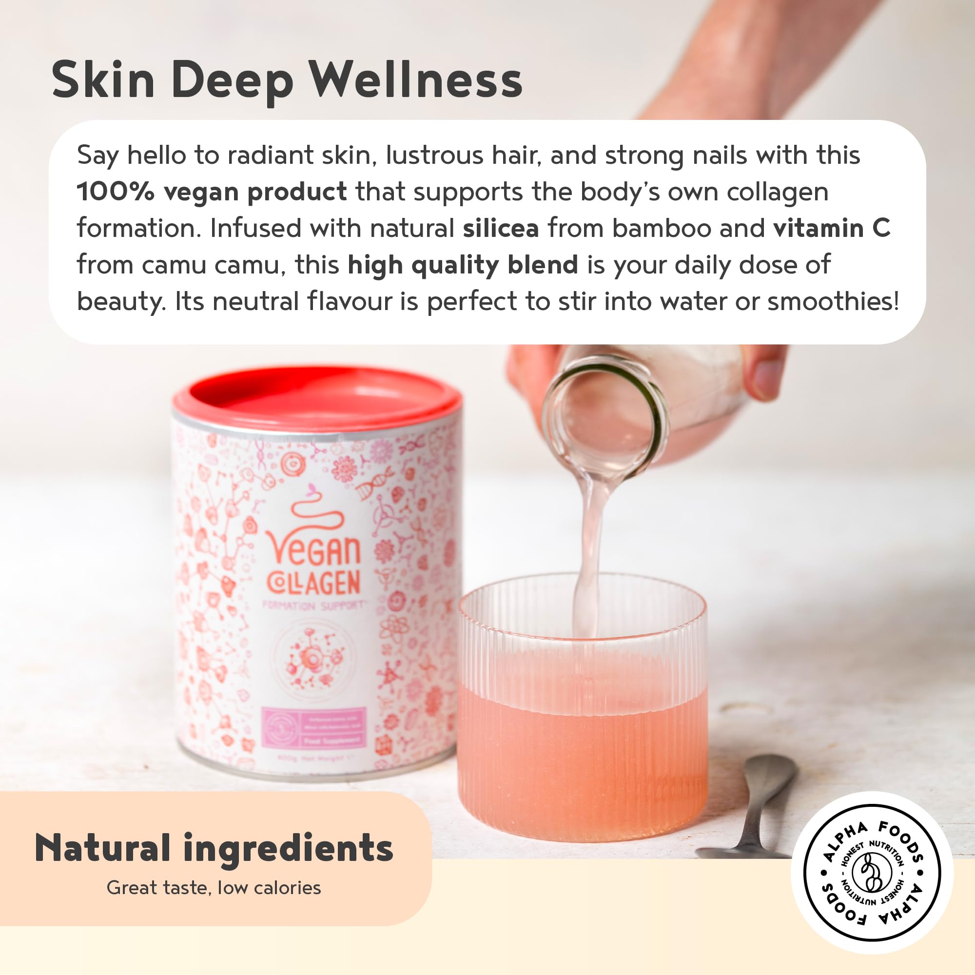 Vegan Collagen Powder with Hyaluronic Acid - Unflavoured 400g Powder Alpha FoodsAu supplements