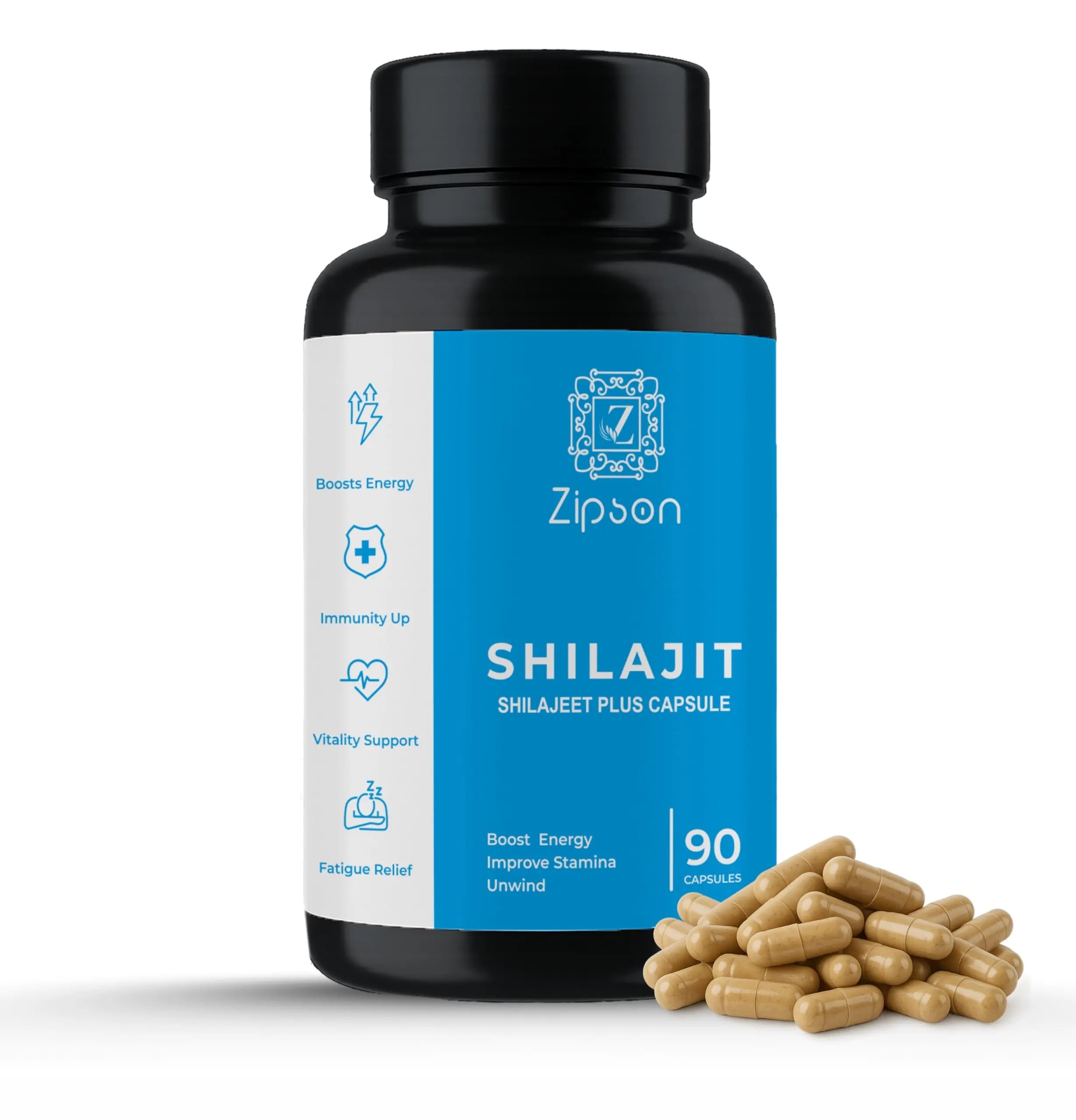 ZIPSON Shilajit for Men & Women | 90 Capsules | Himalayan Formula for Extra Power, Stamina & Immune Support | with Natural Fulvic Acid | Non-GMO | 500mg Per Serving ZIPSONAu supplements