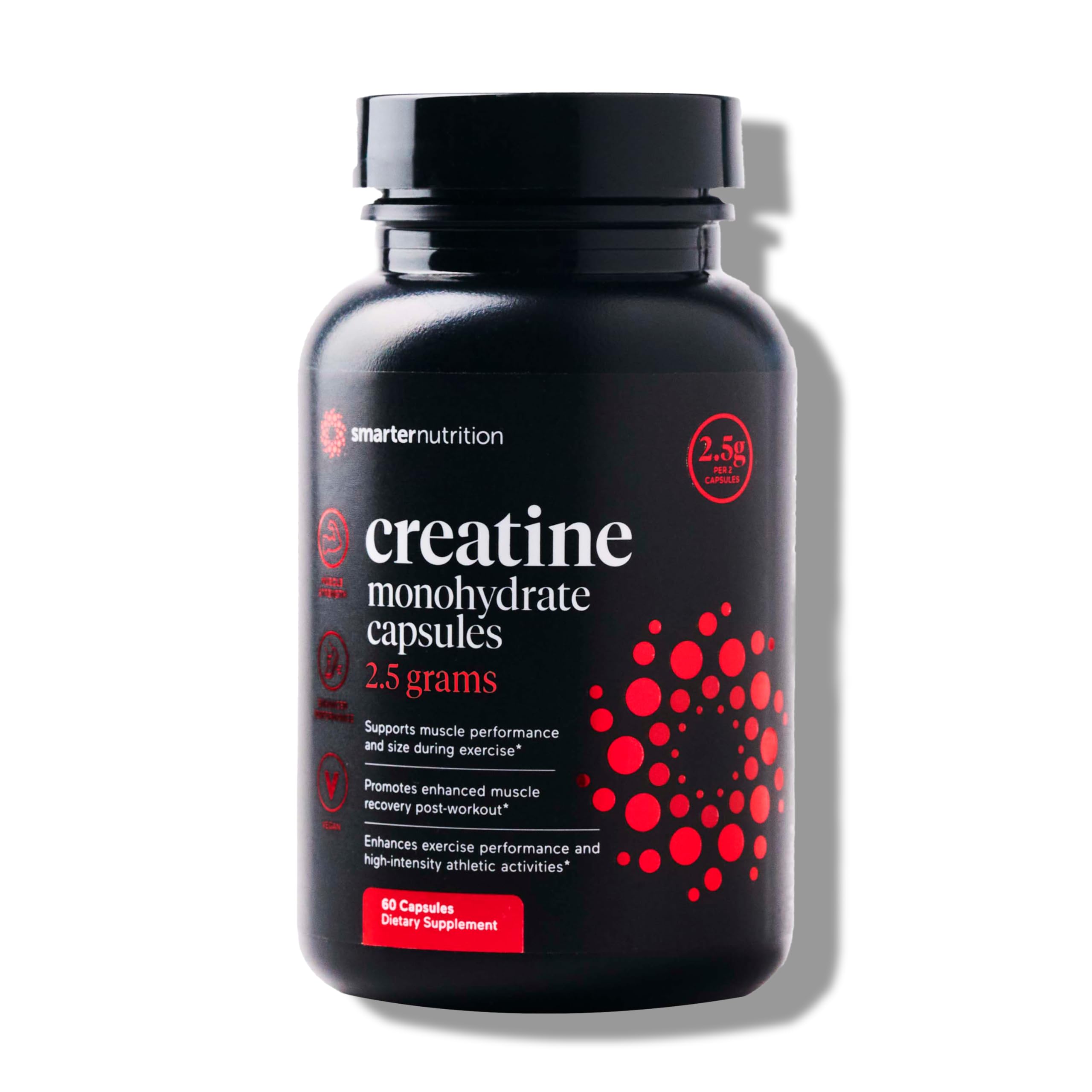 SMARTERNUTRITION Creatine Monohydrate Pills with 2500mg (2.5g) Per Serving, Vegan Capsules - Pre & Post Workout Recovery Support, Promotes Muscle Mass &. Endurance - 60 Count[30-Day Supply] SMARTERNUTRITIONAu supplements