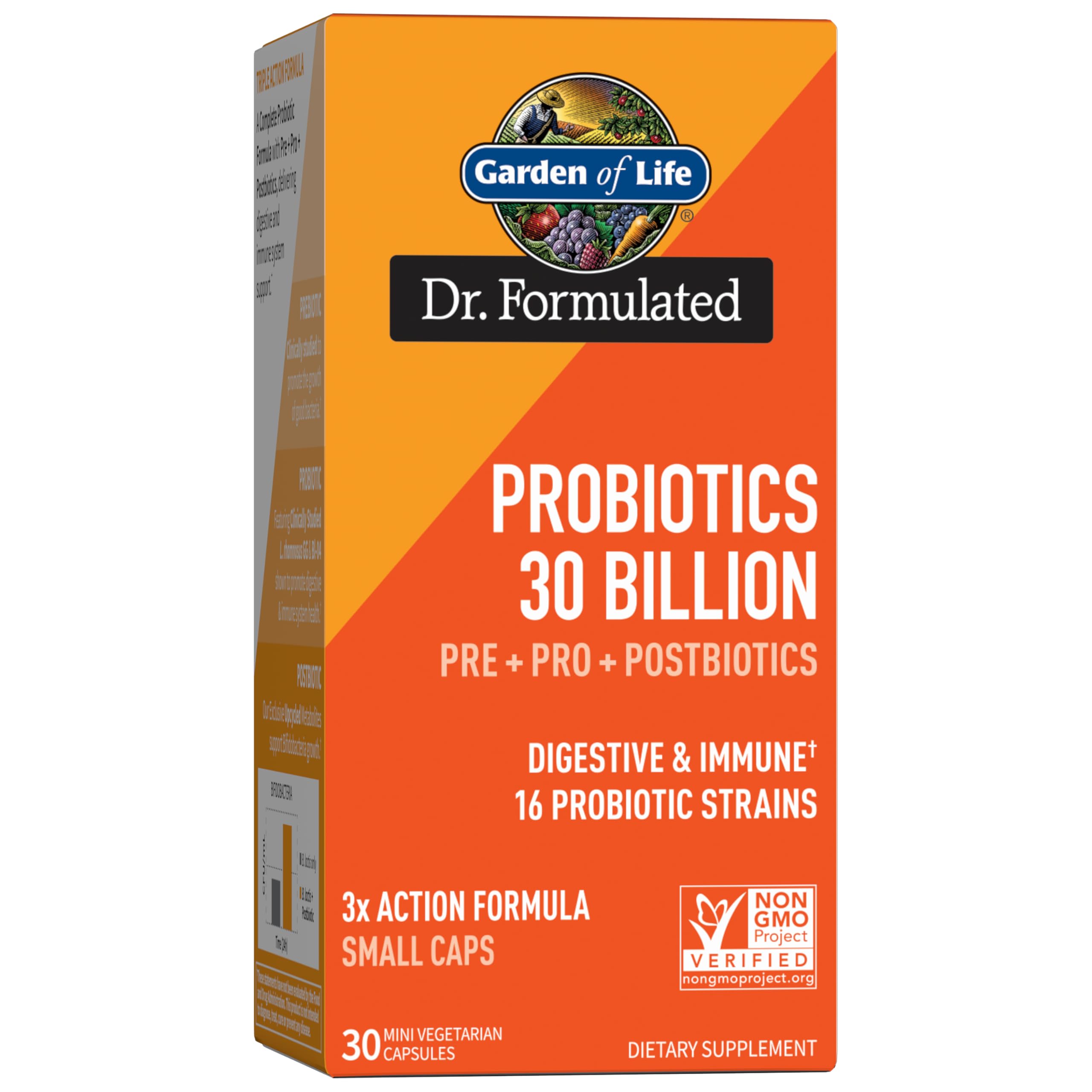 Garden of Life Dr Formulated Probiotics 30 Billion CFU Pre + Pro + Postbiotics for Men and Women Digestive and Immune Support, Potato, Acacia, Postbiotic Metabolites, 30 Mini Vegetarian Capsules Garden of LifeAu supplements
