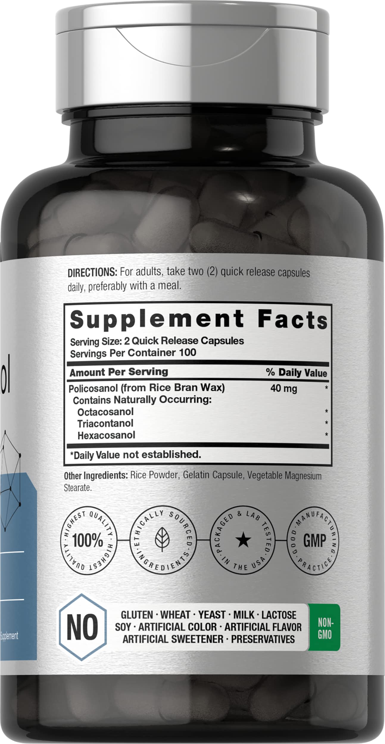 Policosanol 40mg | 200 Capsules | Non-GMO and Gluten Free | by Horbaach HorbäachAu supplements