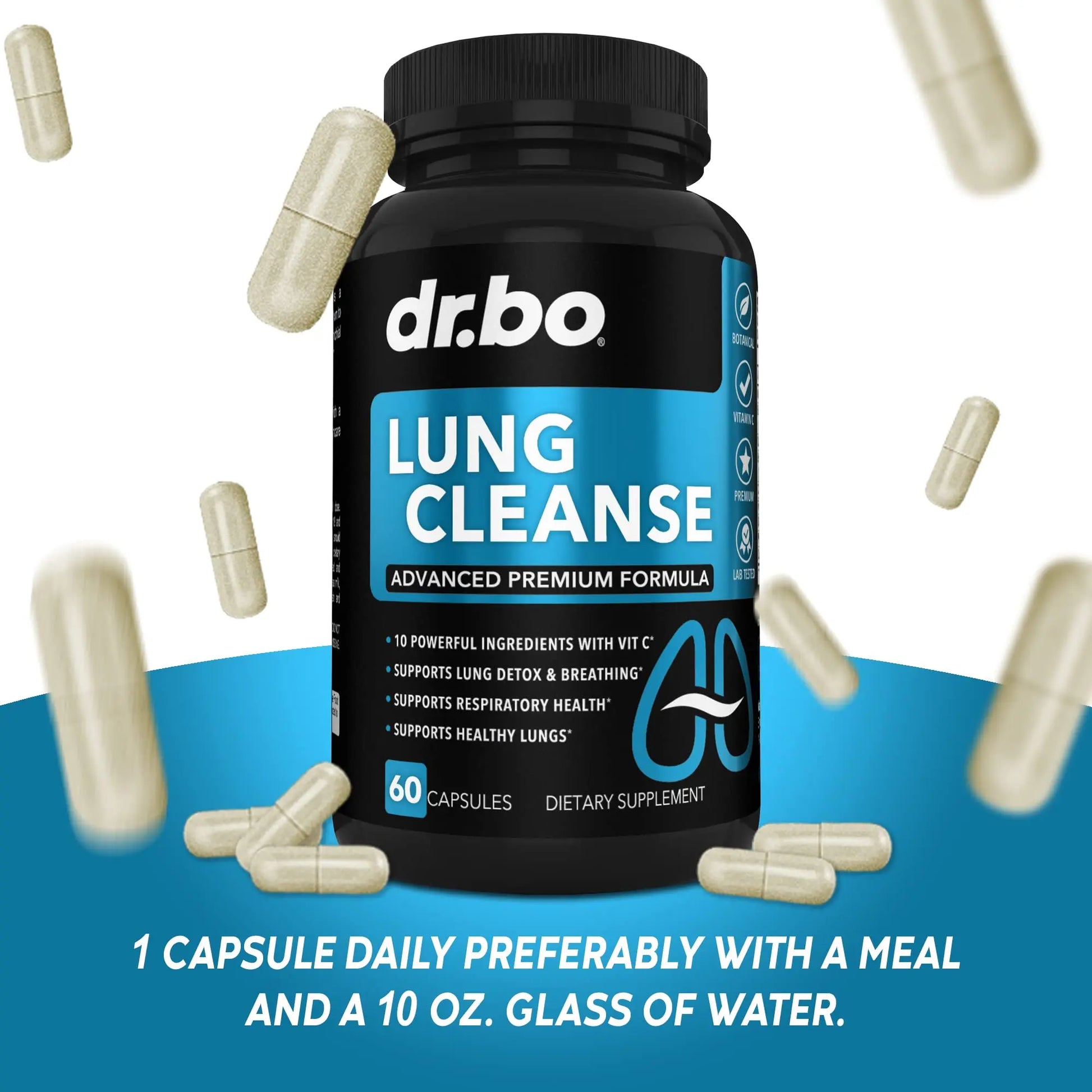 Lung Cleanse Support Supplement - Respiratory Supplements to Quit & Stop Smoking Aids - Herbal Detox for Lungs & Bronchial Health - Smokers Cleanser Breathe Aid for Mucus Clear Relief - 60 Capsules DR. BOnz supplements