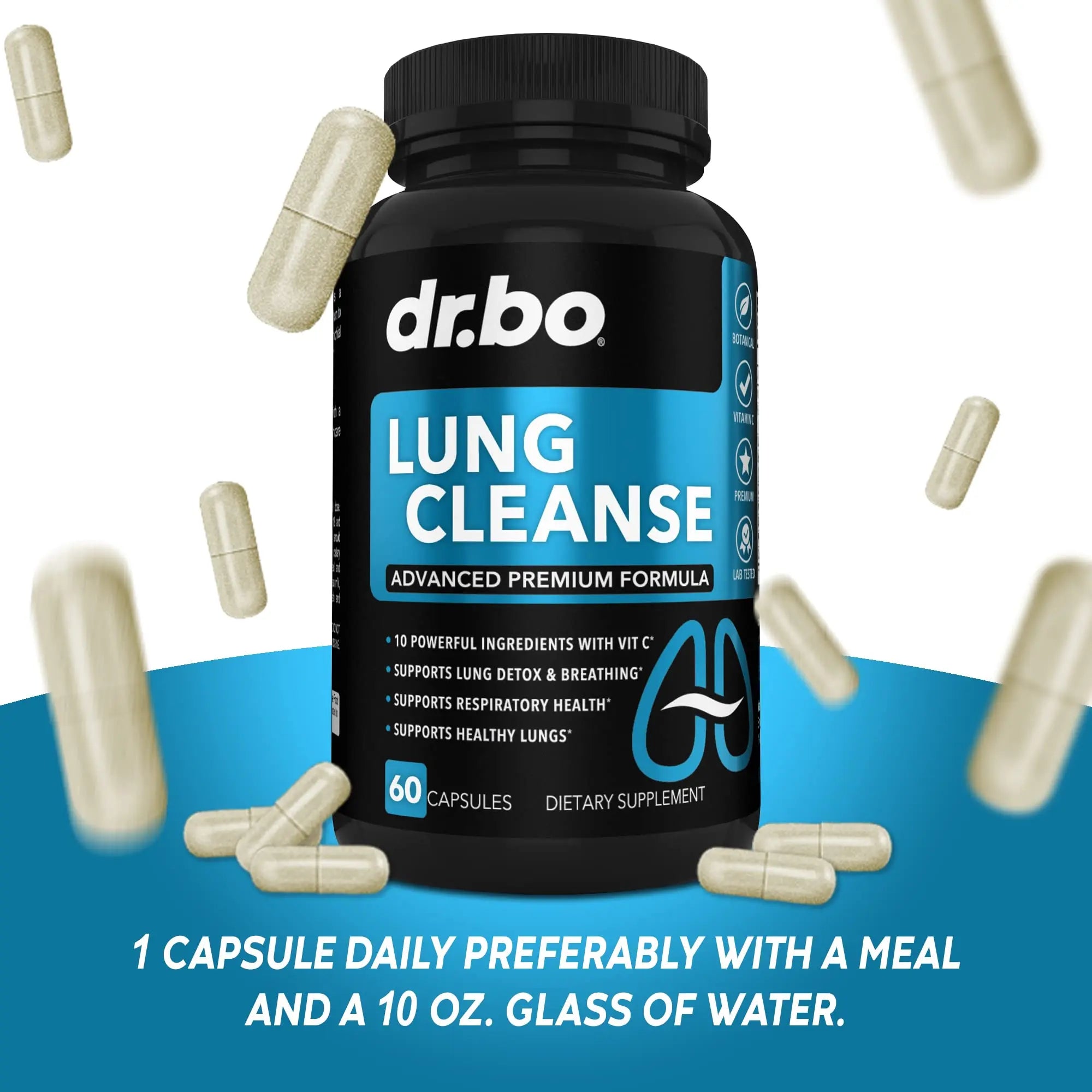 Lung Cleanse Support Supplement - Respiratory Supplements to Quit & Stop Smoking Aids - Herbal Detox for Lungs & Bronchial Health - Smokers Cleanser Breathe Aid for Mucus Clear Relief - 60 Capsules DR. BOnz supplements