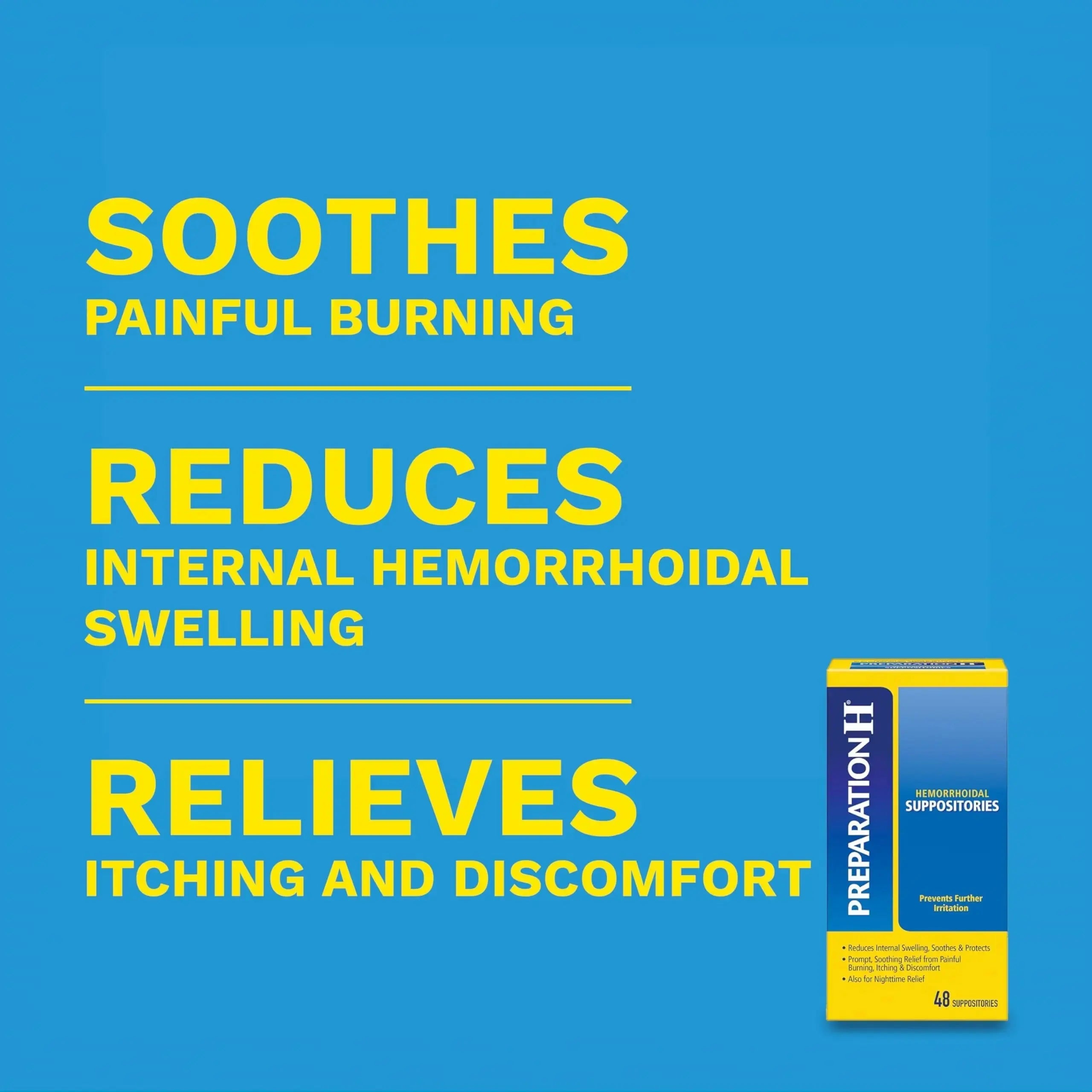 PREPARATION H Hemorrhoid Symptom Treatment Suppositories, Burning, Itching and Discomfort Relief (48 Count) Preparation HAu supplements