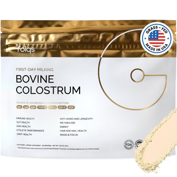 Folqs Bovine Colostrum Powder – First-Day Milking for Immune & Gut Support – 60 Servings – Supports Skin & Tissue Health – Made in USA - Amino Acids, Vitamins, Minerals – Kosher - Sustainably Sourced FolqsAu supplements