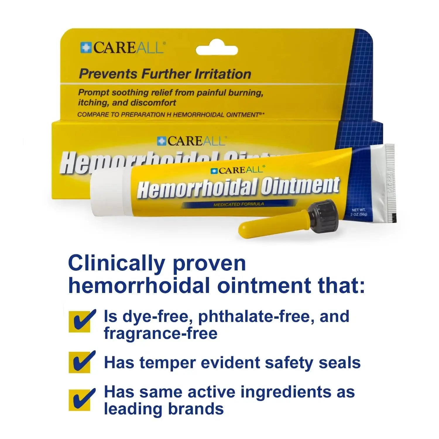 CareAll Hemorrhoidal Ointment 2.0 oz with Applicator. Helps Relieve Burning, Itching, and Discomfort Associated with Inflamed Hemorrhoidal Tissues. Dye, Phthalate, and Fragrance Free CareAllAu supplements