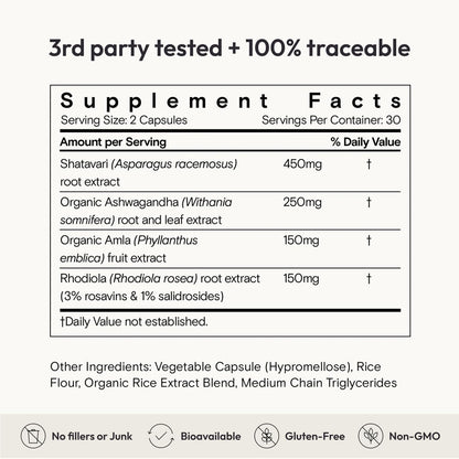 Moon Juice SuperYou Ashwagandha Supplements with Rhodiola, Shatavari & Amla - Cortisol Reducer for Energy, Mood, Focus and Stress Support, Vegan, Non-GMO & 100% Traceable, 60 Capsules, 30 Servings Moon JuiceUS supplements