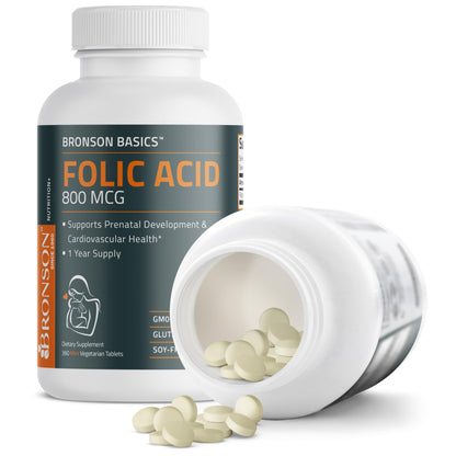 Bronson Folic Acid 800 MCG Supports Prenatal Development, 1 Year Supply, Non-GMO BronsonUS supplements