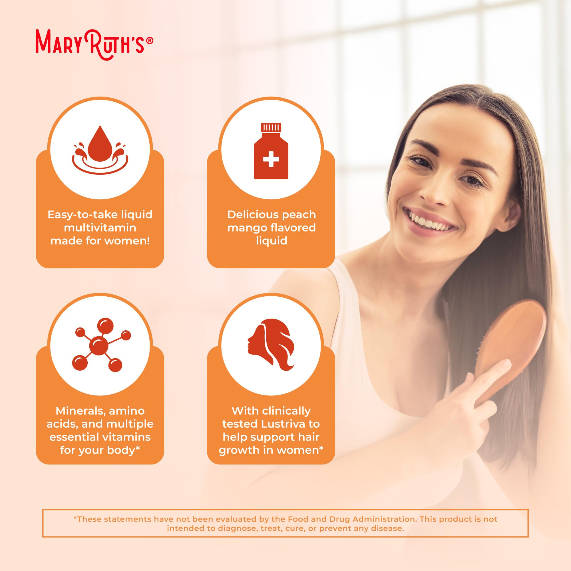 MaryRuth's Liquid Multivitamin+Hair Growth | Clinically Tested for Thicker Hair & Facial Wrinkles in Women | Biotin 10000mcg | Lustriva Hair Growth Supplement | MaryRuth OrganicsAu supplements