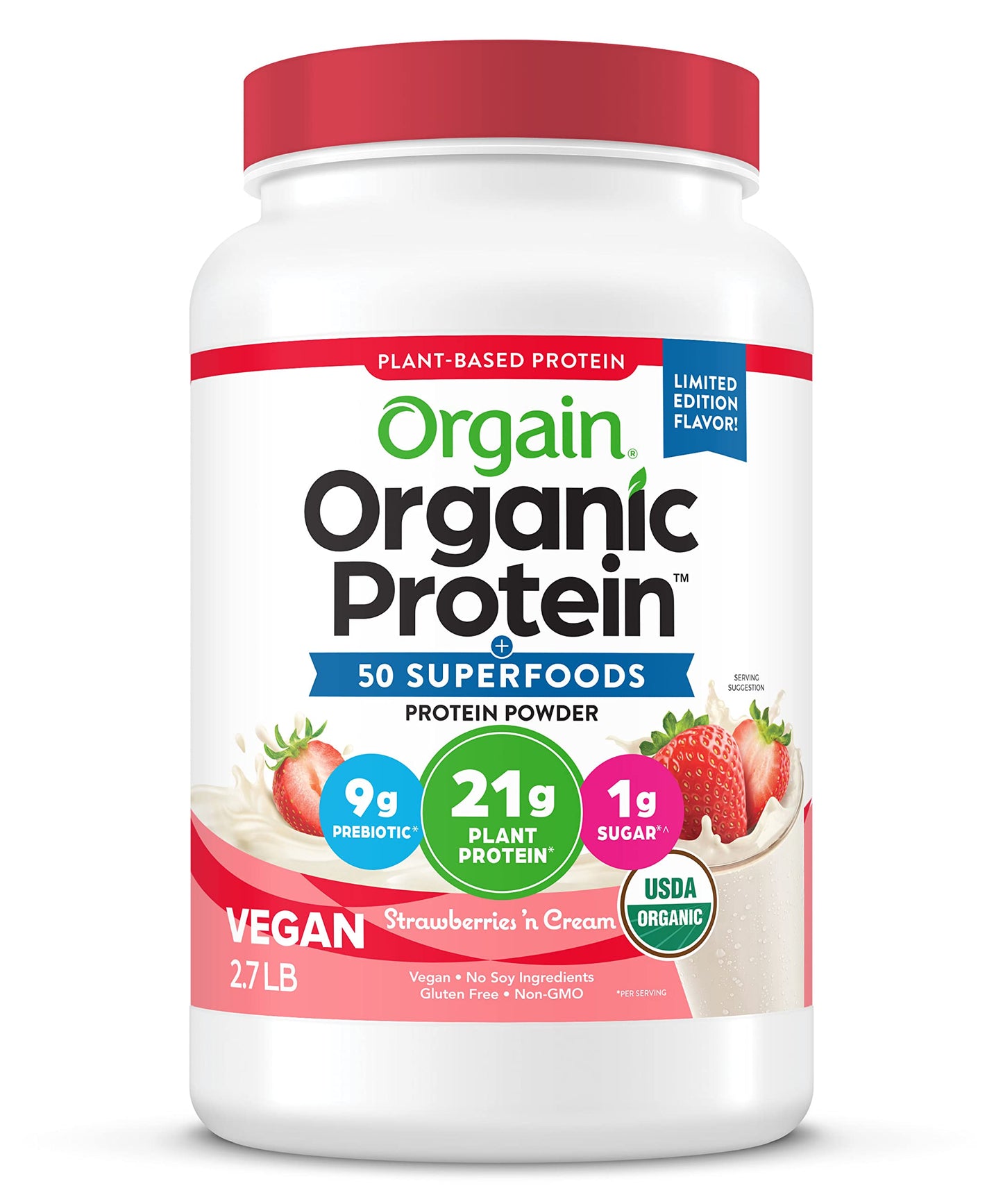Orgain Organic Vegan Protein Powder + 50 Superfoods, Strawberries and Cream OrgainUS supplements