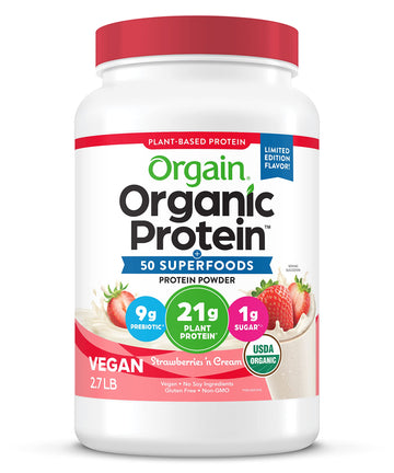 Orgain Organic Vegan Protein Powder + 50 Superfoods, Strawberries and Cream OrgainAu supplements