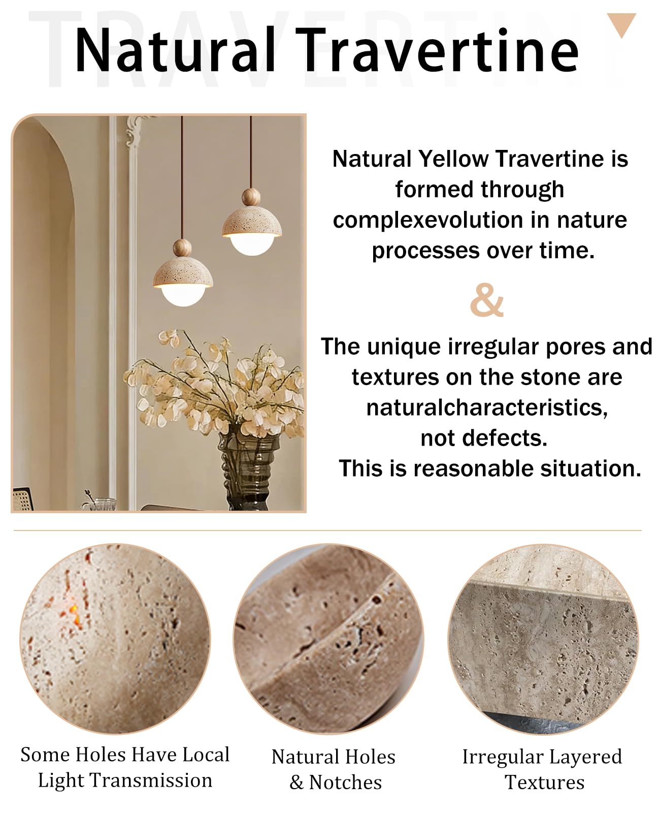 Spherical Wabi Sabi Pendant Light Natural Stone Retro Japanese Style Yellow Travertine Pendant Lighting Vintage Mini Wood Nordic Hanging Light for Kitchen Island Dining Room Bedroom Hallway Bedside OROILUPUAu supplements