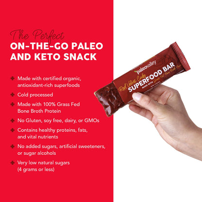 Paleovalley Superfood Bars – Red Velvet– 10 Pack – 9g Protein per Bar – Gluten-Free, Grain-Free, Paleo, Non-GMO – On-the-Go Snack PaleovalleyUS supplements