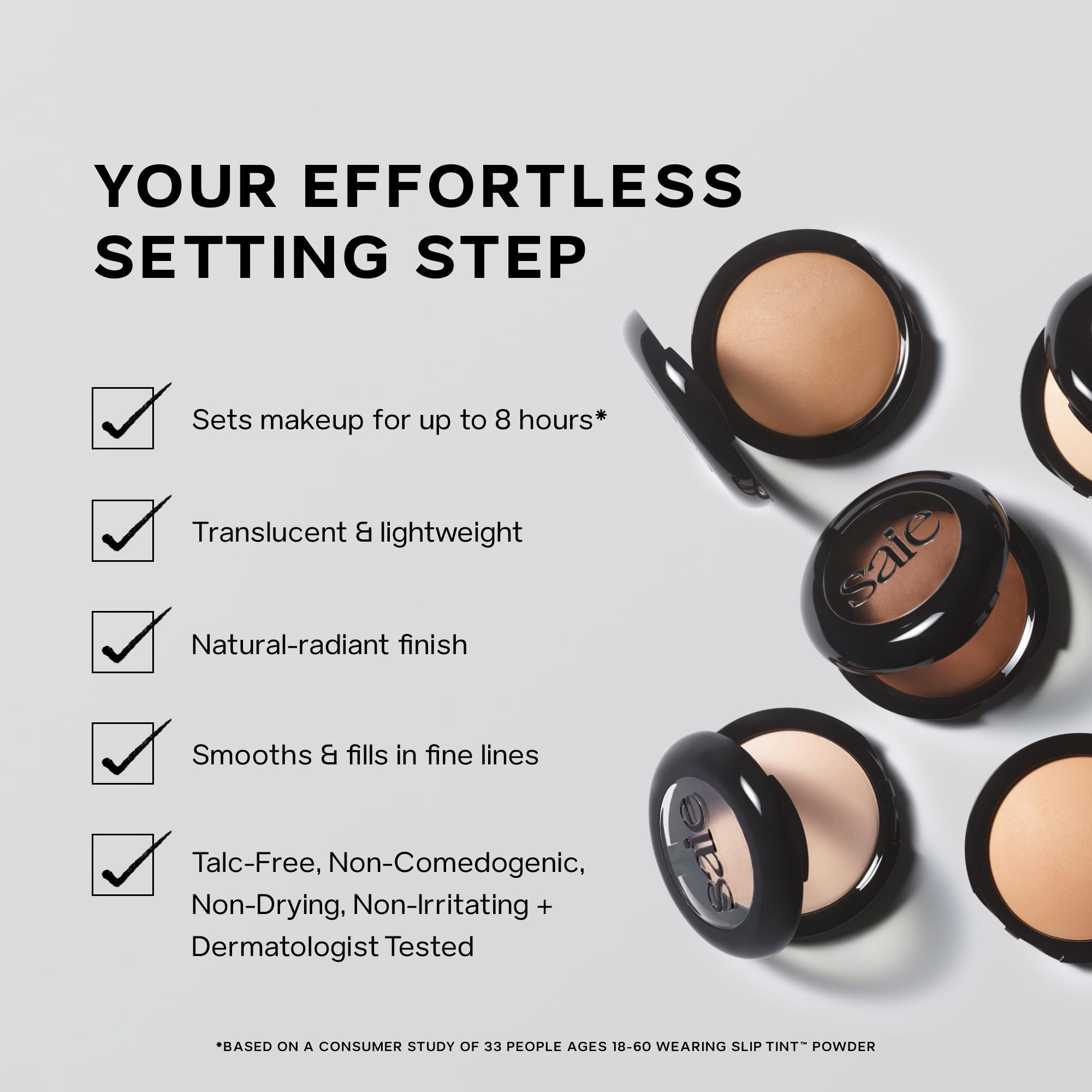 Saie Slip Tint Baked Setting Powder - Translucent Powder for Face Makeup with a Natural-Radiant Finish - Blurs, Brightens & Smooths Complexion - Translucent 2 - Light to Medium (0.24 oz) SaieAu supplements