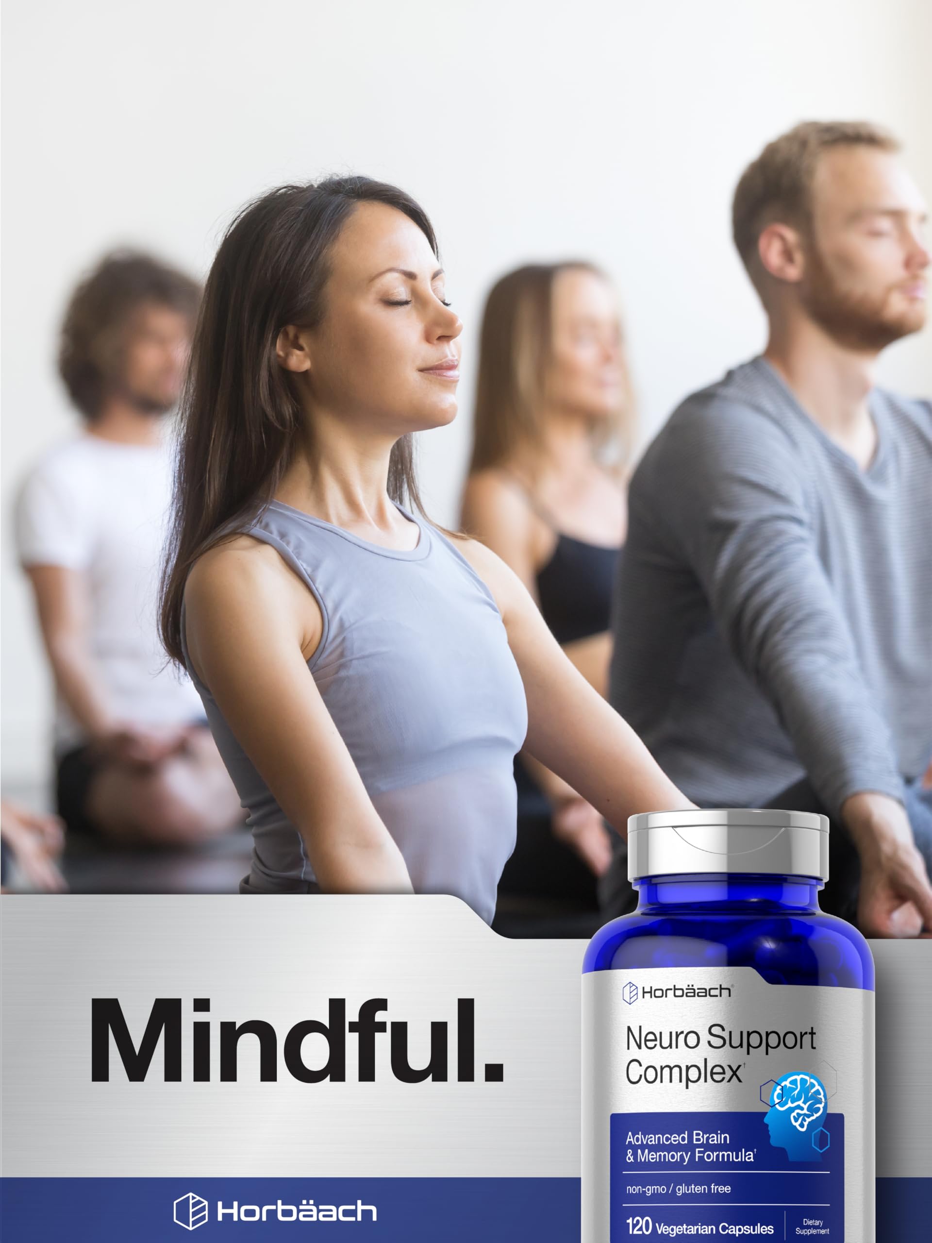 Horbäach Brain Supplement | 120 Capsules | with Phosphatidylserine & DMAE | Advanced Formula for Memory, Focus, Clarity | Vegetarian & Gluten Free | Neuro Support HorbäachAu supplements
