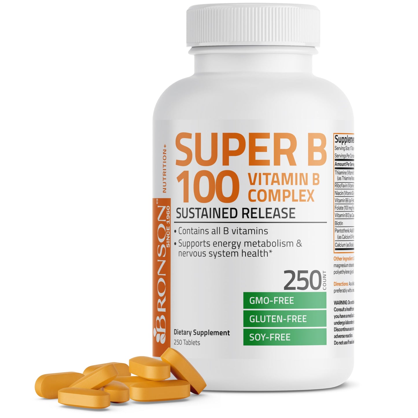 Bronson Super B 100 Vitamin B Complex Sustained Release Contains All B Vitamins BronsonUS supplements