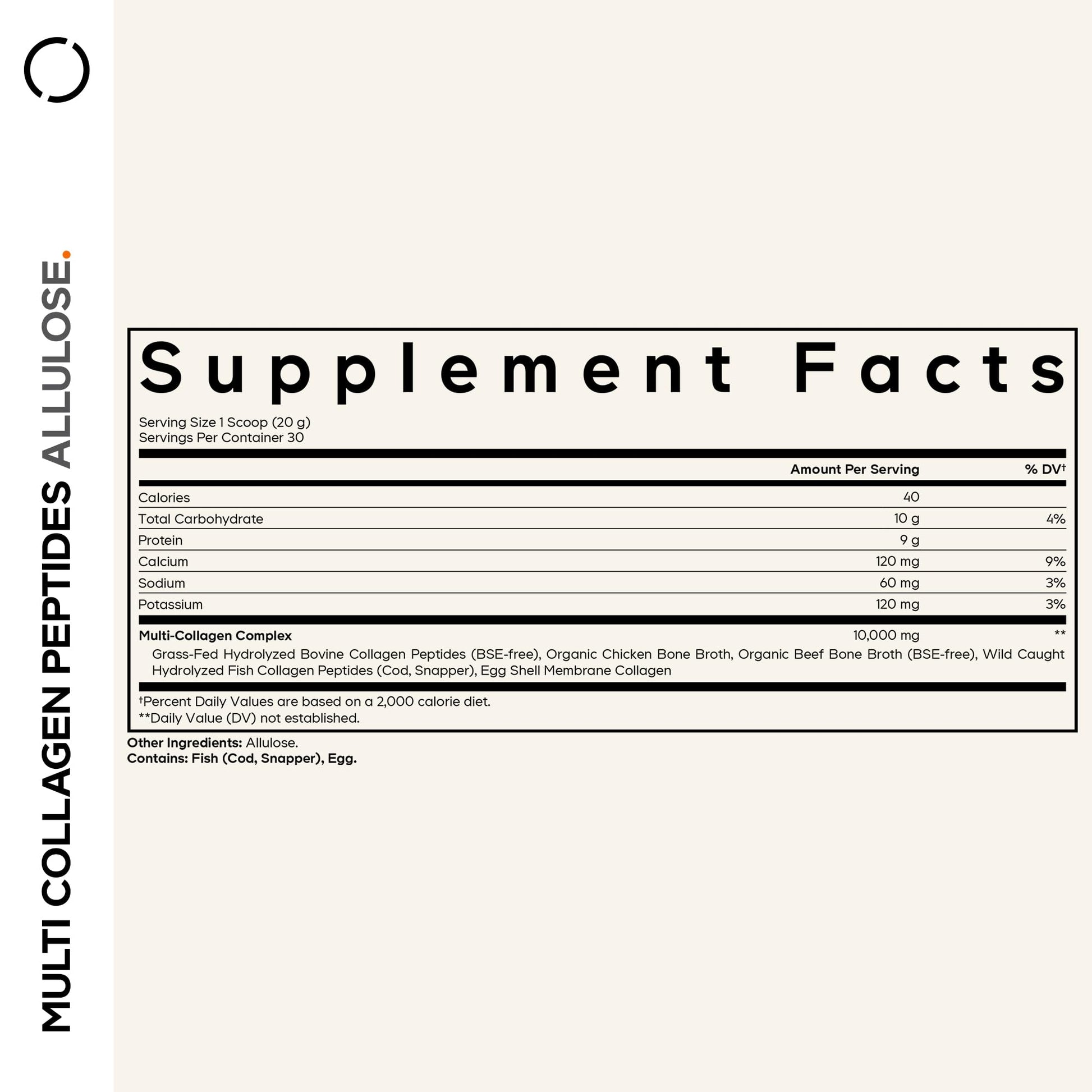 Codeage Multi Collagen Peptides Powder + Allulose - 5 Types - Grass-Fed Collagen - Rare Sugar Allulose Supplement - 0 Calorie Sweetener & 0 Carbs - 18 Amino Acids - Unflavored - Non-GMO - 30 Servings CodeageAu supplements