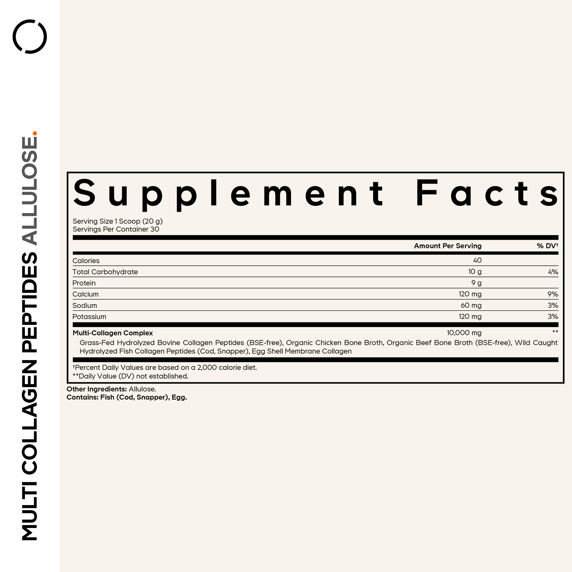 Codeage Multi Collagen Peptides Powder + Allulose - 5 Types - Grass-Fed Collagen - Rare Sugar Allulose Supplement - 0 Calorie Sweetener & 0 Carbs - 18 Amino Acids - Unflavored - Non-GMO - 30 Servings CodeageAu supplements