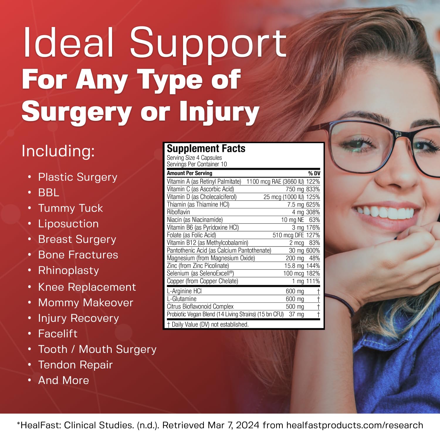 HealFast Surgery & Injury Recovery Supplement (Pre-Op): Quercetin, Probiotics Supplement for Wound, Liposuction, Tummy Tuck, and BBL Post Surgery Supplies HealFastAu supplements