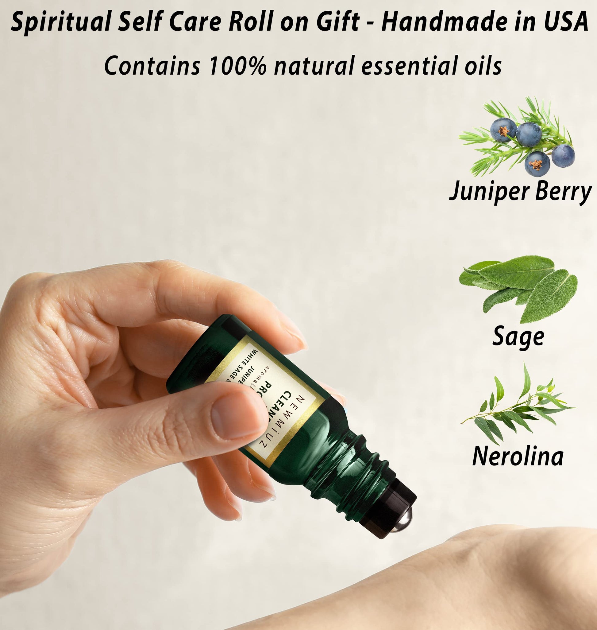Headache Roll On Stick Peppermint Rosemary and Eucalyptus & Cleansing and Protect Juniper Berry White Sage with Nerolina Pack of 2 New MiuzAu supplements