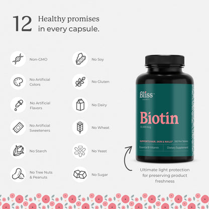 Bliss Serenity Biotin 10000mcg - Max Strength Biotin Supplement - Hair Skin and Nails Vitamins Bliss SerenityUS supplements