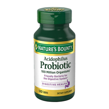 Nature's Bounty Lactobacillus Acidophilus Probiotic Supplement - Daily Probiotic for Women/Men Digestive Health, 100 Million Organisms, Vegetarian, 1 Serving per Day, 120 Tablets Nature's BountyAu supplements