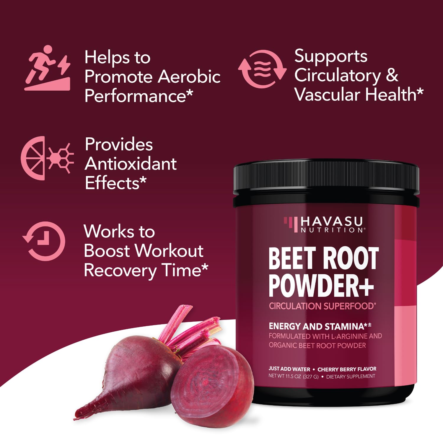 Organic Beet Root Powder with BCAA and L-Arginine for Energy and Stamina Support HAVASU NUTRITIONUS supplements