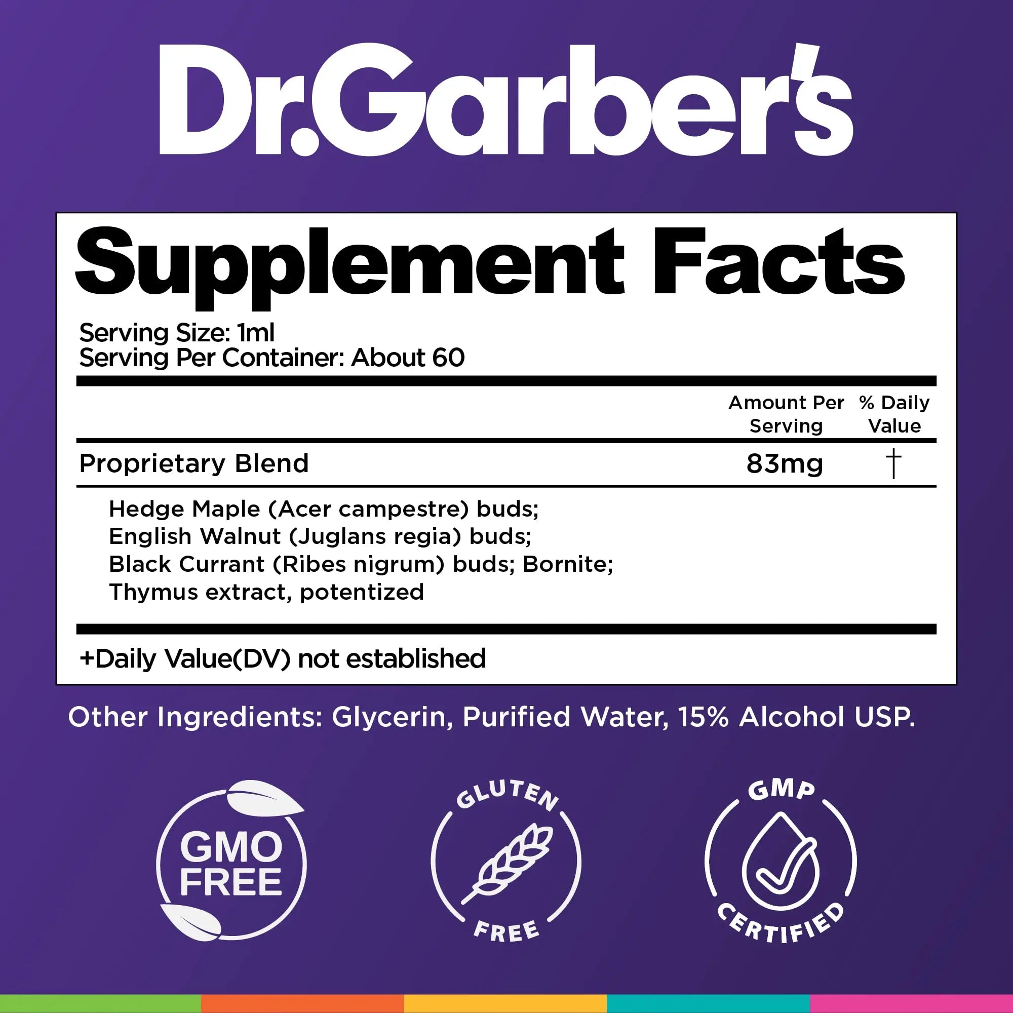 Dr. Garber's Natural Solutions Immune Boost Health Oral Drops - Gemmotherapy Liquid Supplement to Strengthen Immunity, Support Immune System, Increase Resistance, & Contains Antioxidants - 60ml DR.GARBER'Snz supplements