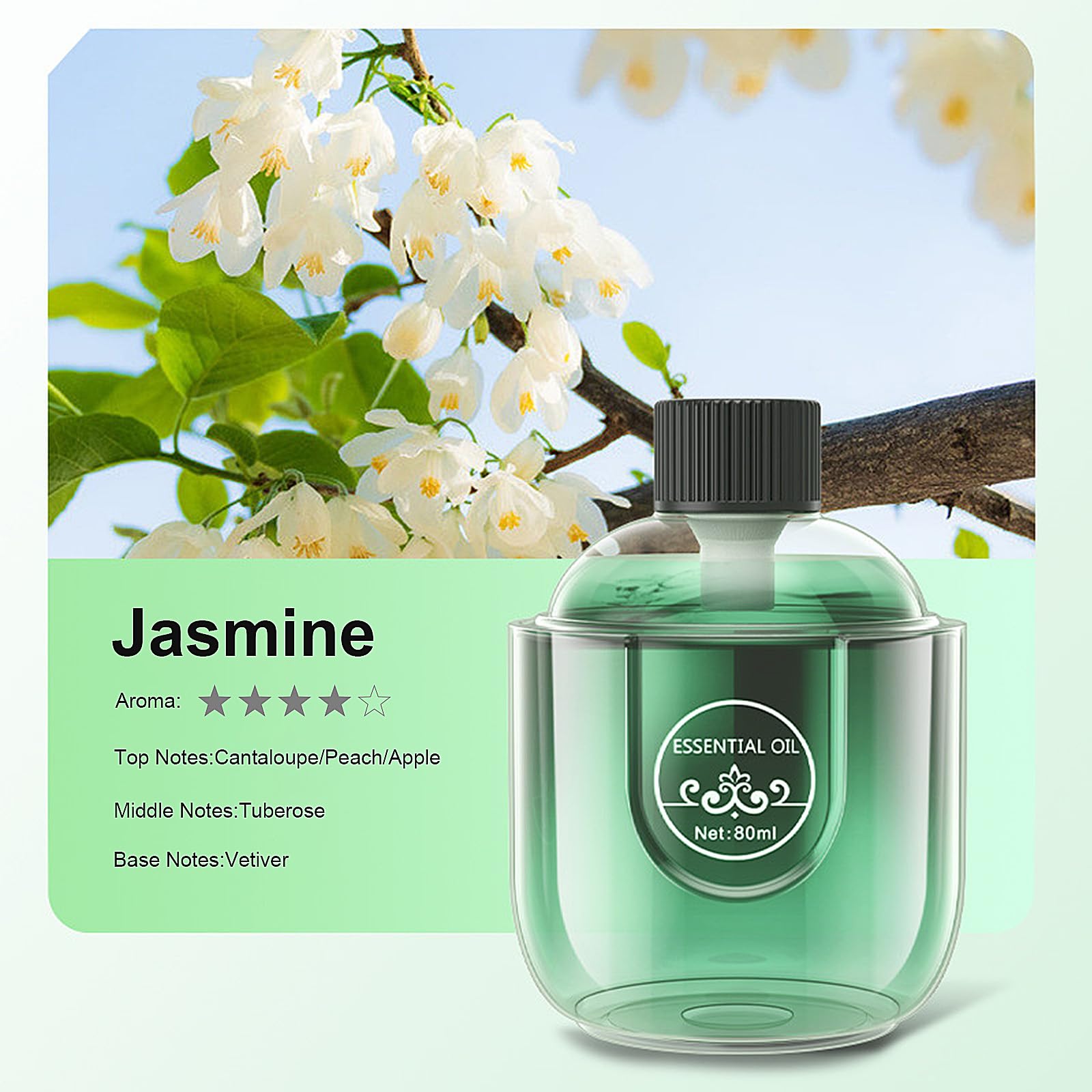80ml Jasmine Diffuser Liquid Refill, Long Lasting 2.7 oz Oil Refill for Diffuser DIUFJAGAu supplements