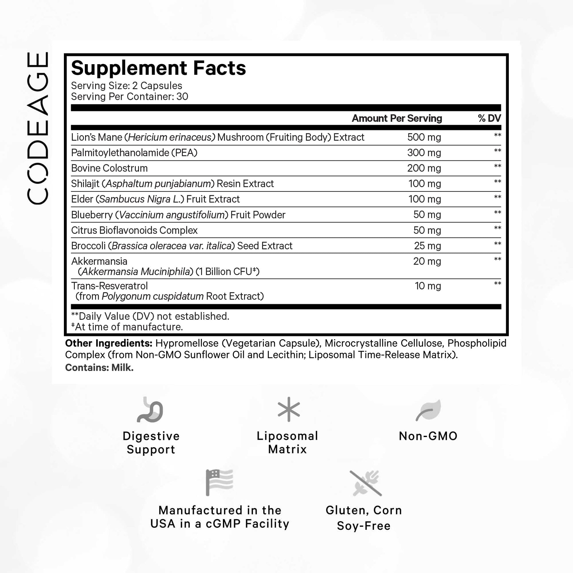 Codeage GLP-Harmony Companion+ Supplement - GLP-1 Agonist Support - Lion's Mane, Pea, Colostrum, Shilajit, Akkermansia, Elder, Citrus Bioflavonoids, Broccoli, Resveratrol - Non-GMO - 60 Capsules CodeageAu supplements