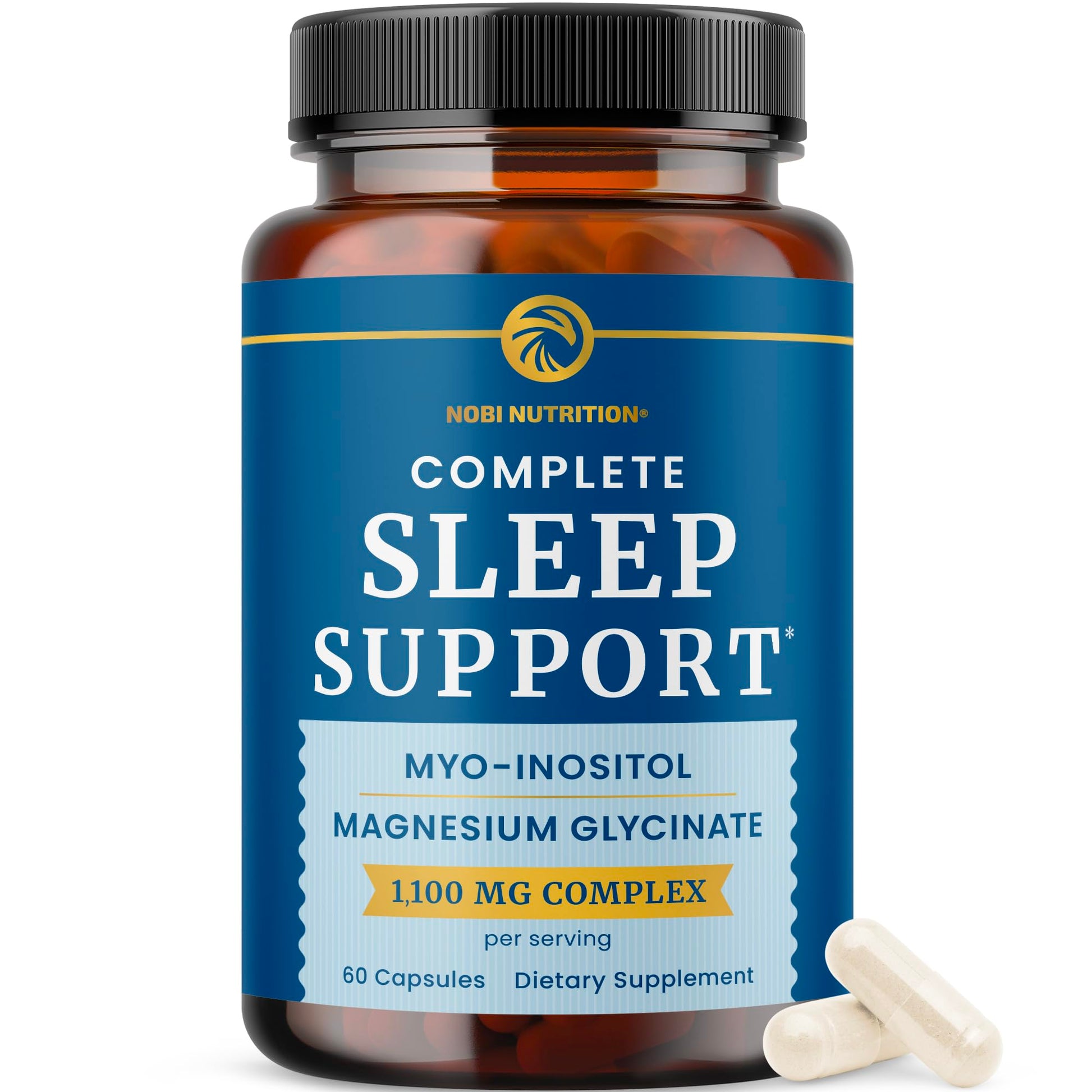 Complete Sleep Support | Myo Inositol + Magnesium Glycinate | Restful Sleep & Relaxation Support | 1100MG Complex | Melatonin-Free, Non-GMO | Inositol Supplement with Magnesium-Glycinate | 60 Ct Nobi NutritionAu supplements