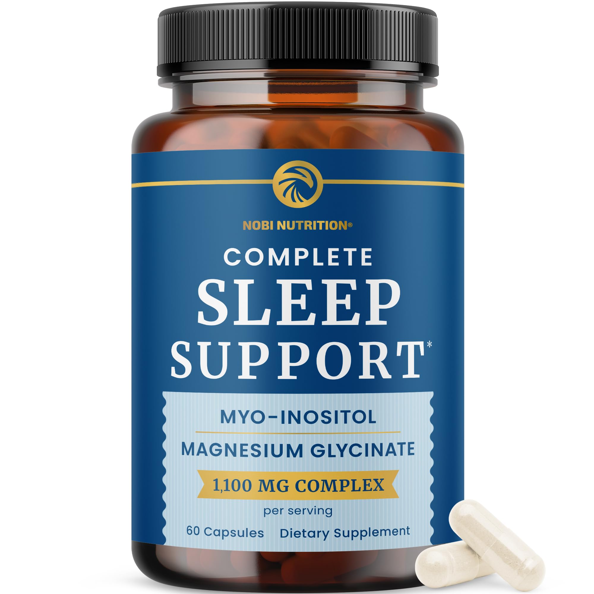 Complete Sleep Support | Myo Inositol + Magnesium Glycinate | Restful Sleep & Relaxation Support | 1100MG Complex | Melatonin-Free, Non-GMO | Inositol Supplement with Magnesium-Glycinate | 60 Ct Nobi NutritionAu supplements