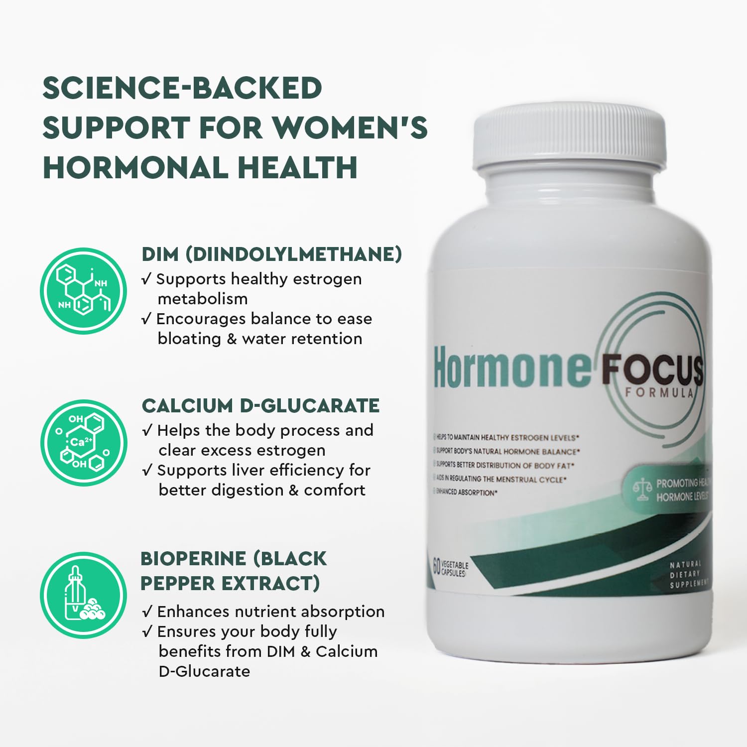 Hormone Focus – Estrogen Balance for Women - DIM Supplement with Diindolylmethane, Calcium D-Glucarate & BioPerine – Supports Hormonal Health, Mood, Energy, Mental Clarity, Clear Skin & Weight Health FocusedAu supplements