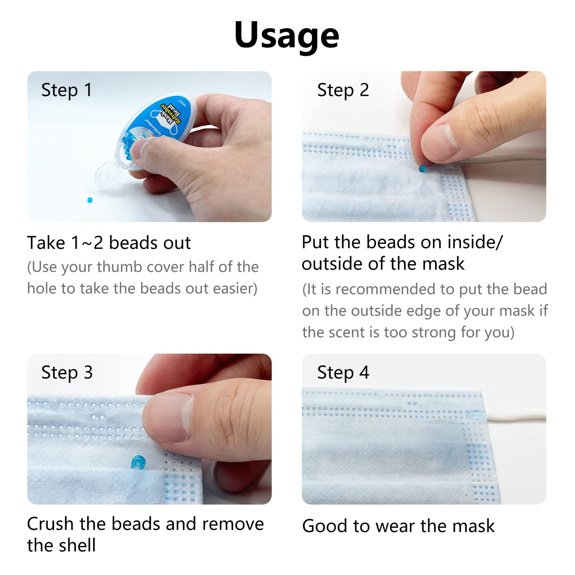 CoolBurstBead Face Mask Refresher, Long-Lasting & Strong Refreshing Fragrance, 4-Pack CoolBurstBeadAu supplements