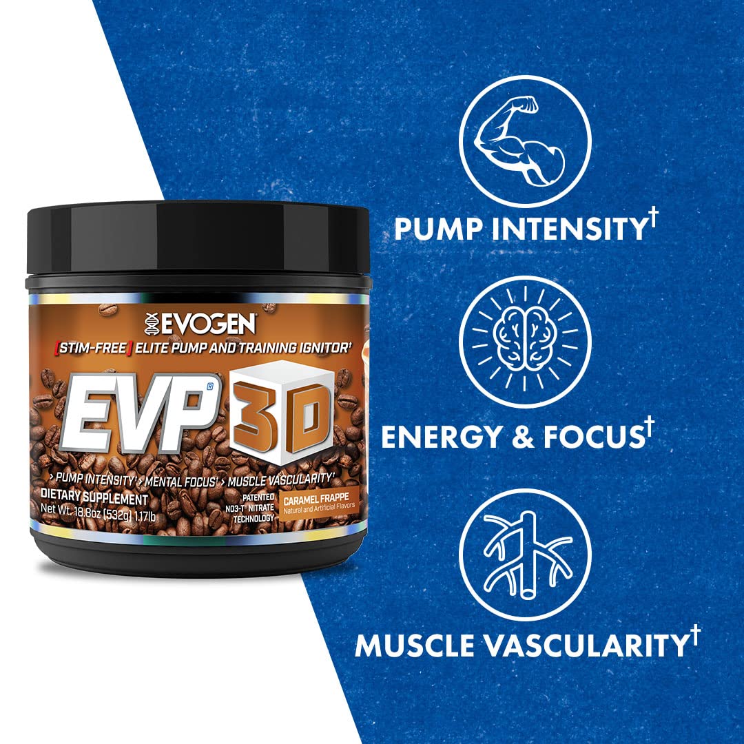 Evogen EVP 3D Caramel Frappe | Xtreme Stimulant Free Pre-Workout Powder, Arginine Nitrate EvogenUS supplements