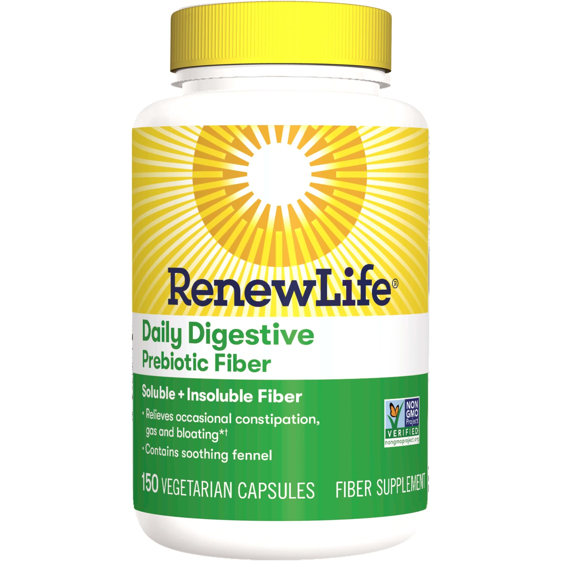 Renew Life Adult Daily Digestive Prebiotic Fiber, 150 Vegetarian Capsules Renew LifeUS supplements