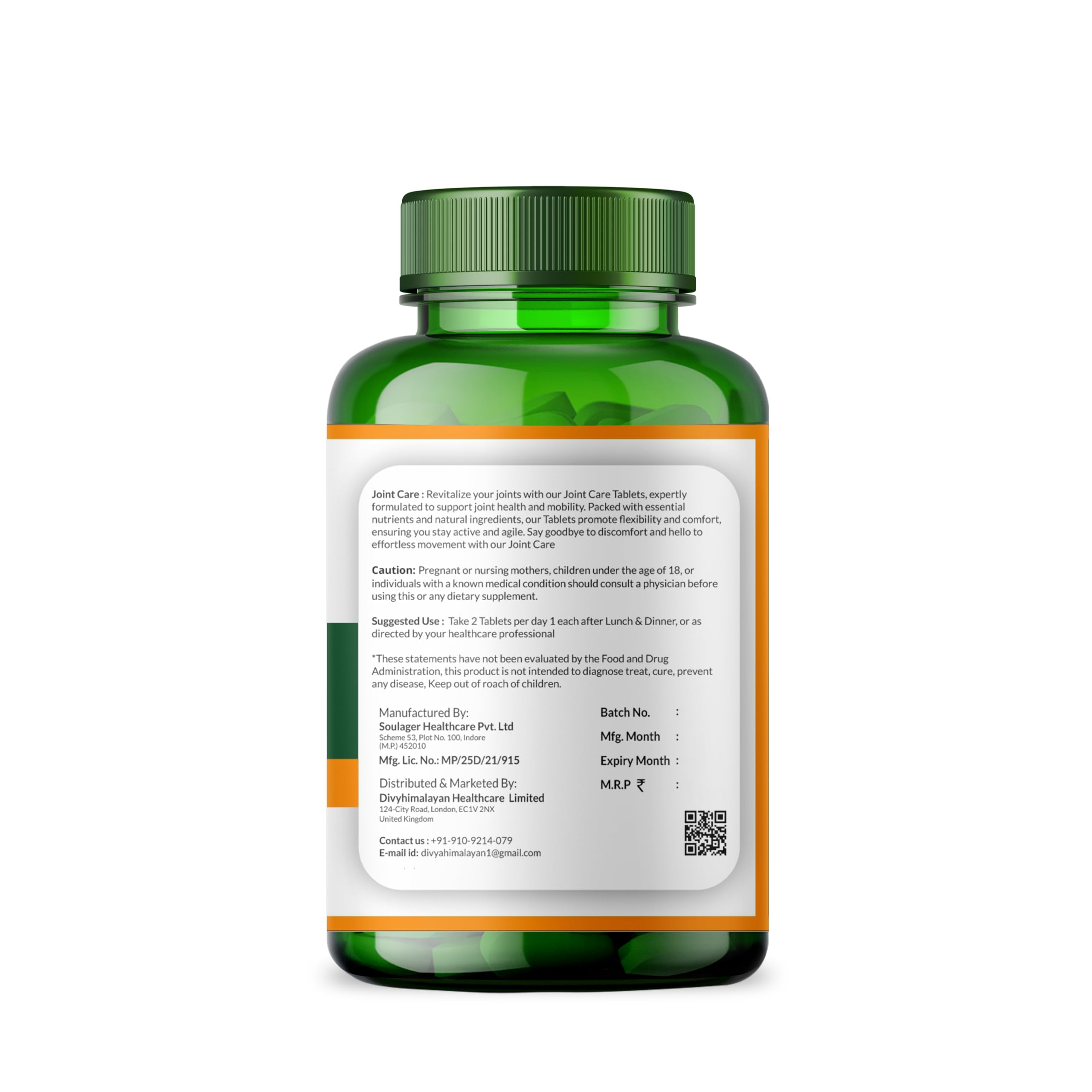 Divya Himalayan Plant-Based Joint Care Supplement, 60 Tablets, Improves Joint Flexibility, Strengthen Muscles | Supports Mobility for Men Women Old Age - 60 Joint Support Tablet Divya HimalayanAu supplements