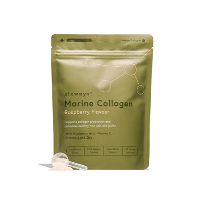 Sixways Wild Marine Collagen Powder, Raspberry Flavour, 28 Servings (150g per pouch SixwaysUS supplements