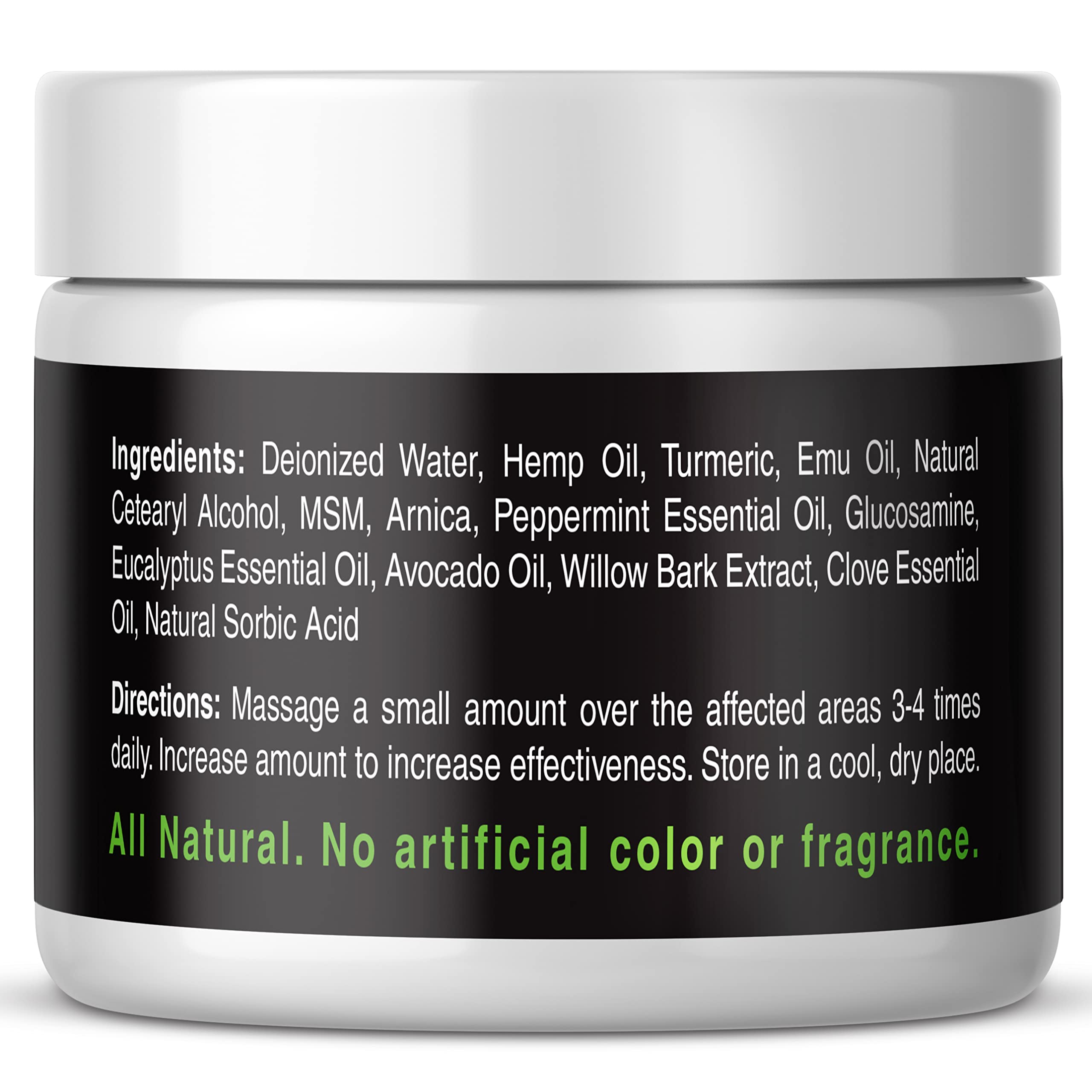 Health Revolution Hemp Arnica Cream Maximum Strength - Soothes Muscles, Joints, Feet, Nerve, Back, Knee, Hip, with Arnica, MSM, Emu, Turmeric - Expertly Formulated 4oz Health RevolutionAu supplements