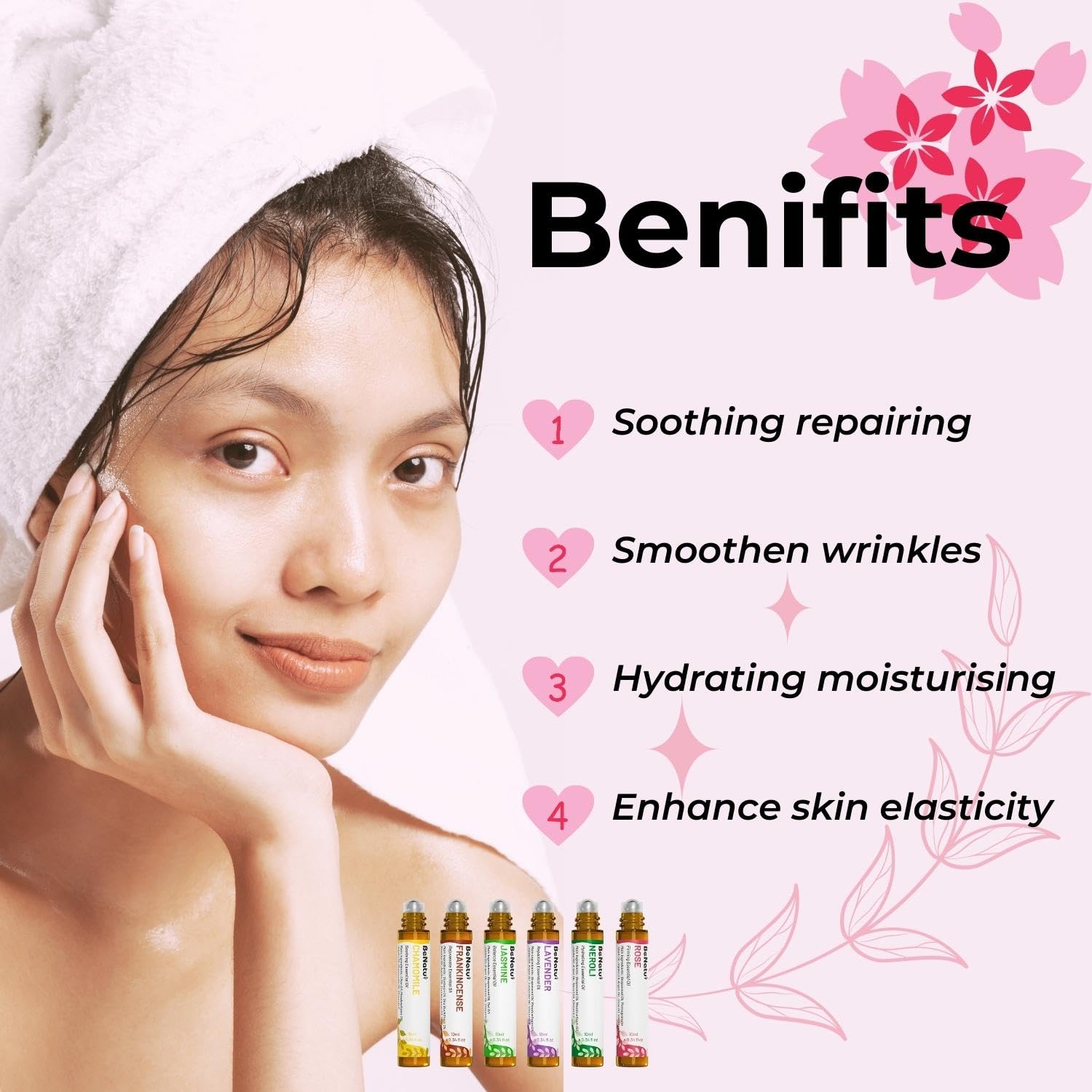 benatu 6-Pack Facial Essential Oils - Skin Care Set, 100% Pure Plant Extraction, Safe for Sensitive Skin benatuAu supplements