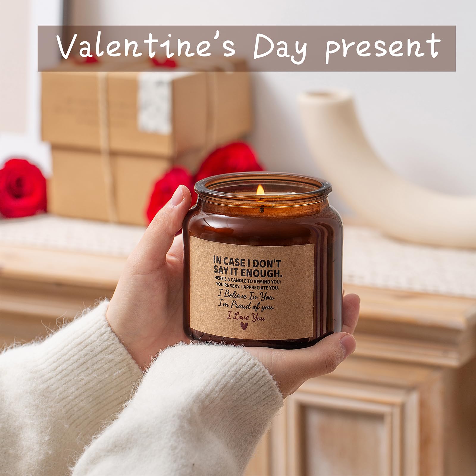 Candle Amber Moss Scented, Valentines Day Gifts for Her Girlfriend Wife, Romantic Anniversary YINUO LIGHTAu supplements