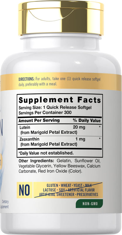 Carlyle Lutein and Zeaxanthin 20mg | 300 Softgels | Eye Health Vitamins | Non-GMO & Gluten Free Supplement CarlyleUS supplements