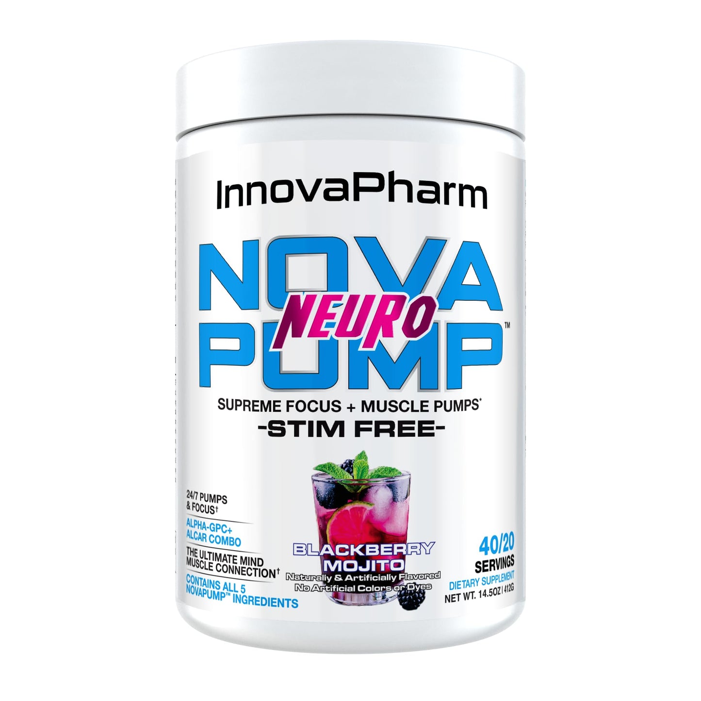 InnovaPharm NOVAPUMP Neuro (BlackBerry Mojito) Powder - 14.5 Ounces InnovaPharmUS supplements