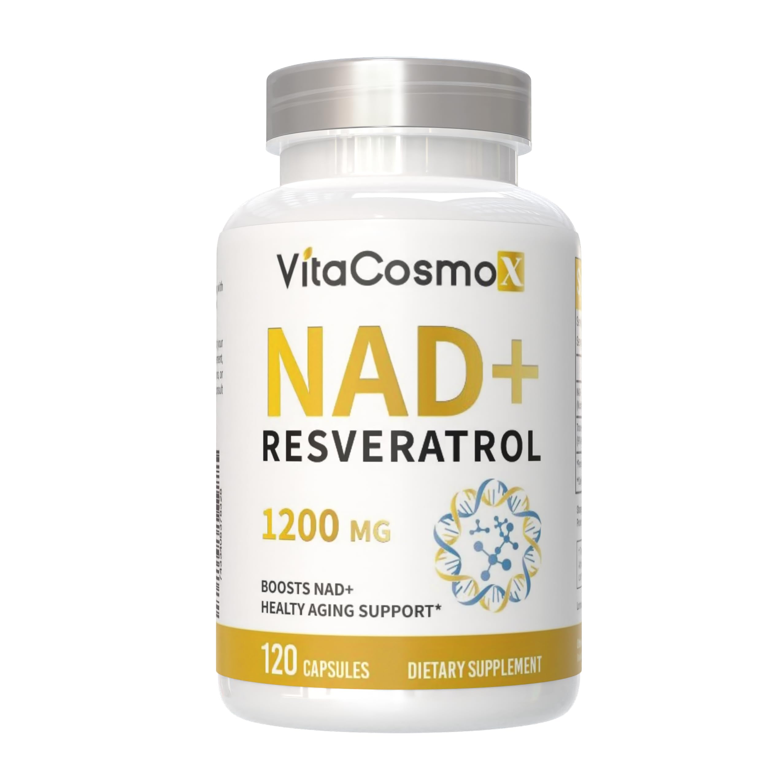 VitaCosmoX NAD+ Supplement 1,200mg per Serving,120 Capsules (Nicotinamide Adenine Dinucleotide) - 60 Servings, Gluten-Free, Vegan VitaCosmoXAu supplements