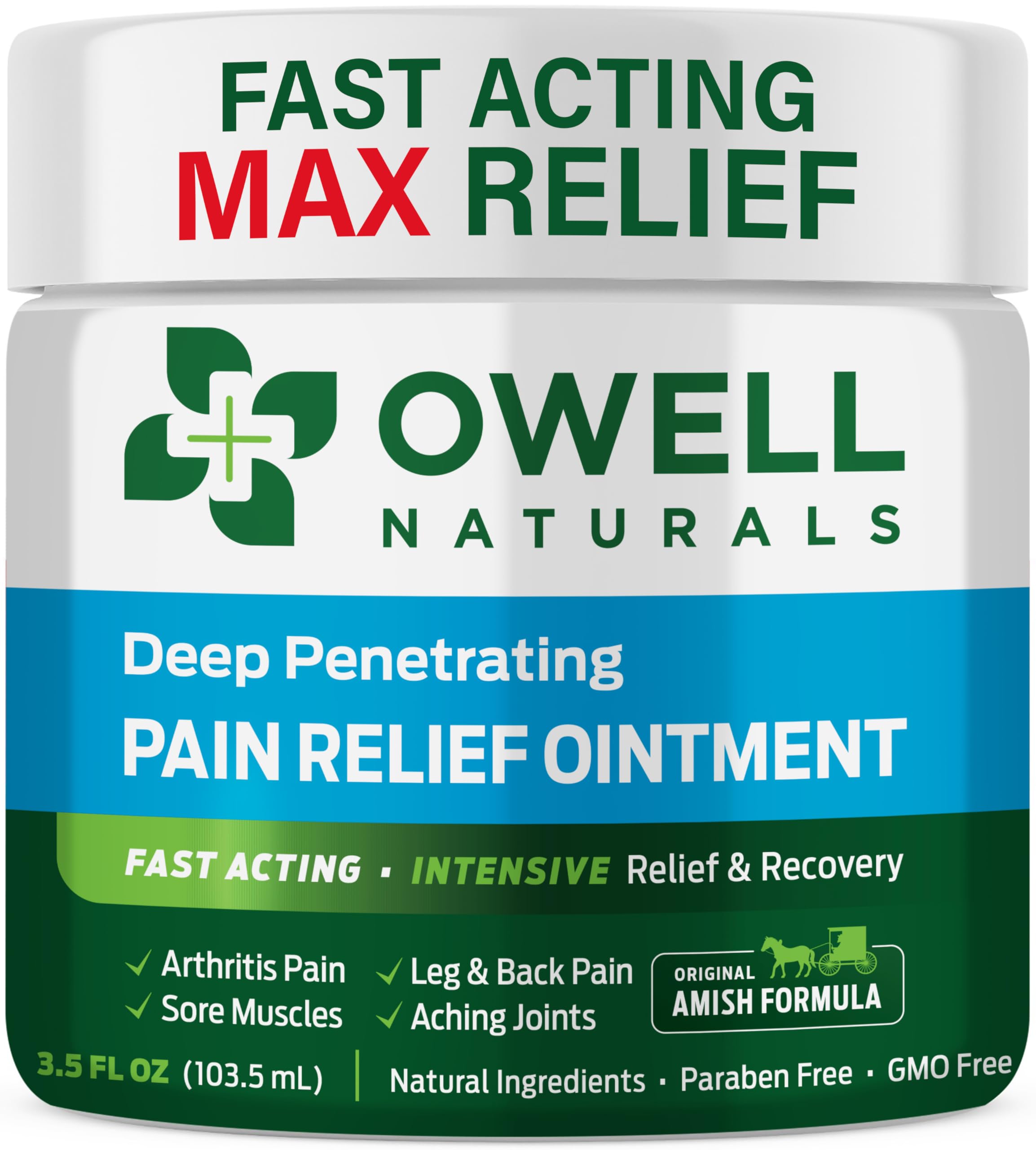 OWELL NATURALS Pain Relief Ointment Deep Penetrating Fast Acting Formula for Arthritis, Joint & Muscle Discomfort, Stiffness, Long-Lasting Soothing Balm, 3.5 oz Owell NaturalsAu supplements