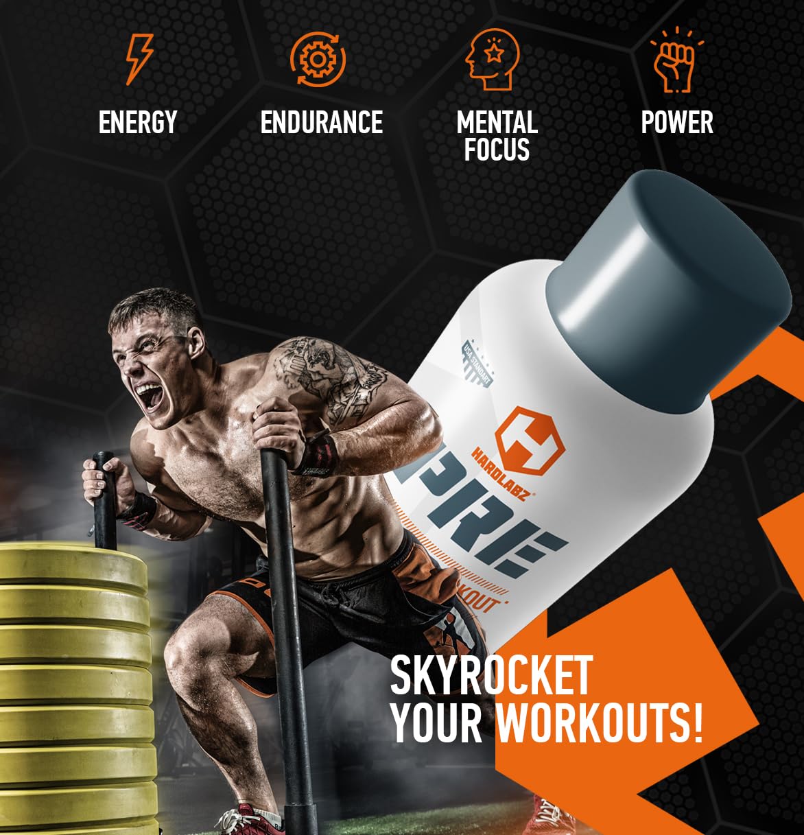 HARDLABZ PRE – Extra Strength Liquid Pre-Workout Energy Shot with Caffeine (250 mg) HARDLABZUS supplements