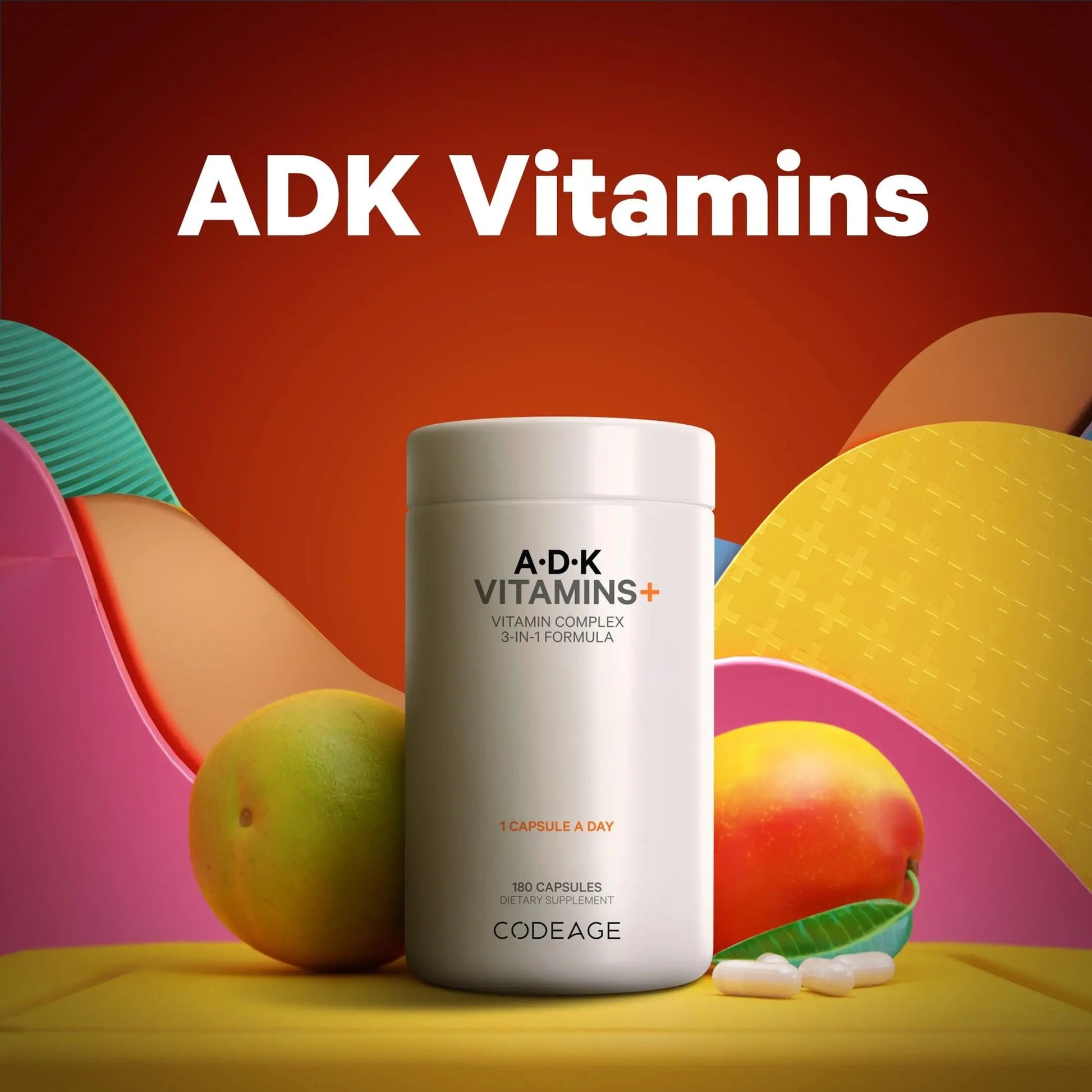 Codeage ADK Vitamins Supplement - Essential Vitamin A, D3 5000 IU, K1 & K2 (MK4 & MK7) - 6-Month Supply - 1 Capsule per Serving CodeageAu supplements