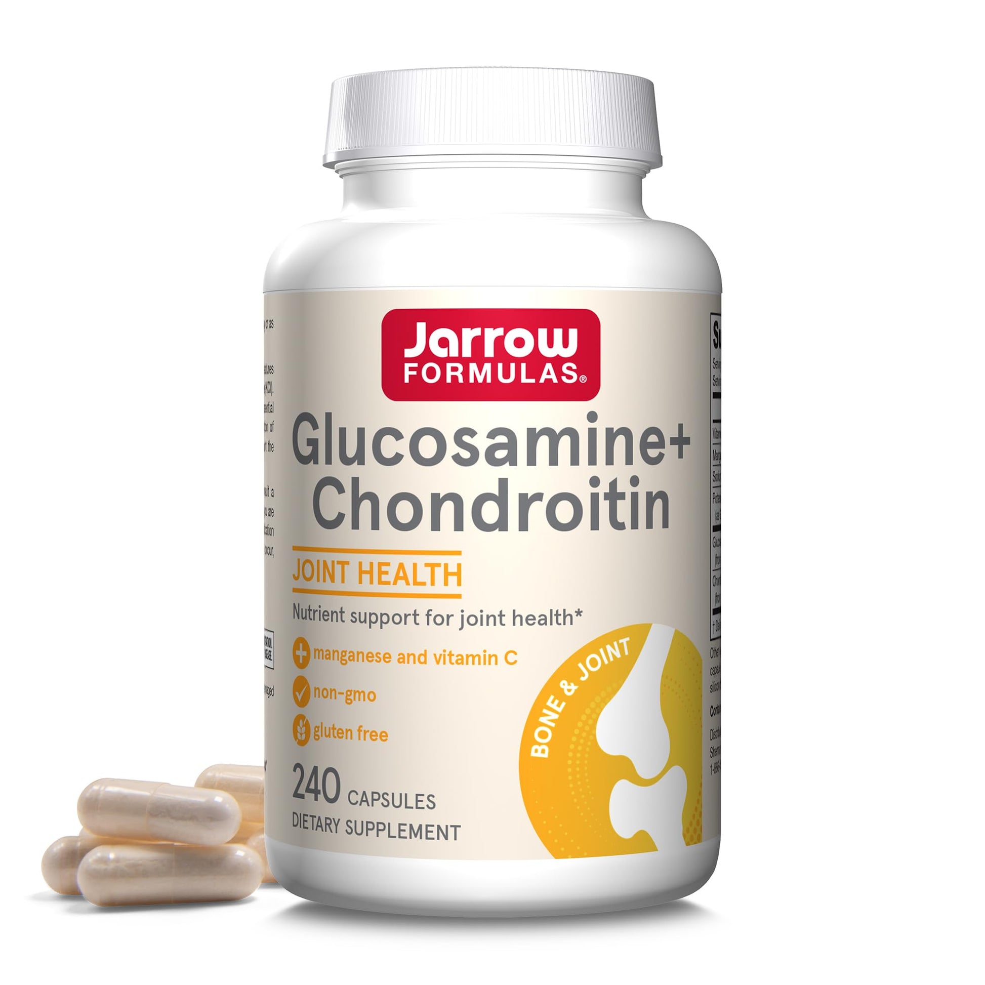 Jarrow Formulas Glucosamine + Chondroitin - 240 Capsules - Nutrient Support - Dietary Supplement for Joint Health - with Vitamin C & Manganese - 60 Servings Jarrow FormulasAu supplements