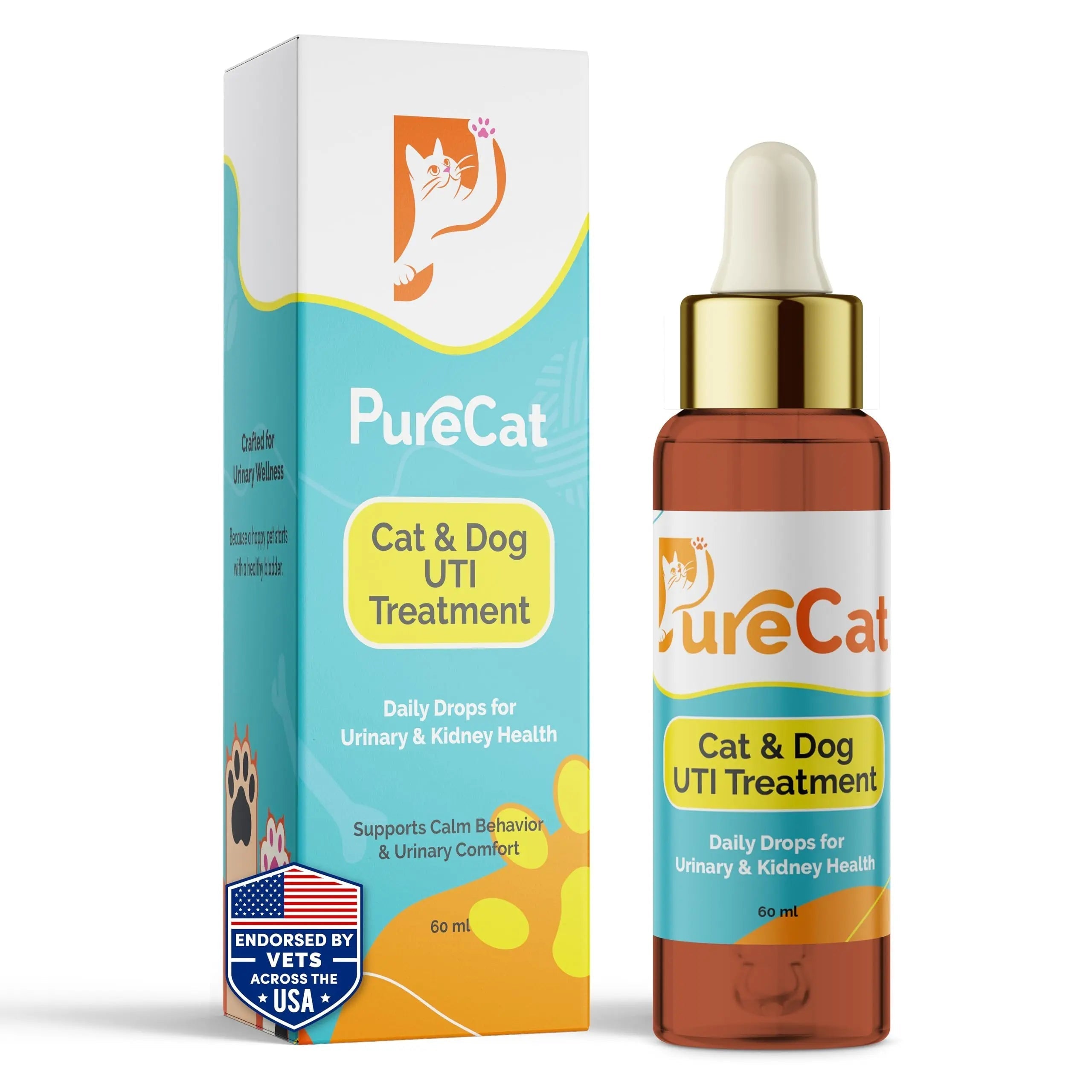 PureCat Urinary Tract Infection Care for Cat & Dog | Calming Urinary Tract & Kidney Support for Pets | Bladder Infection Treatment | UTI Drops | Veterinarian Recommended PureCatAu supplements